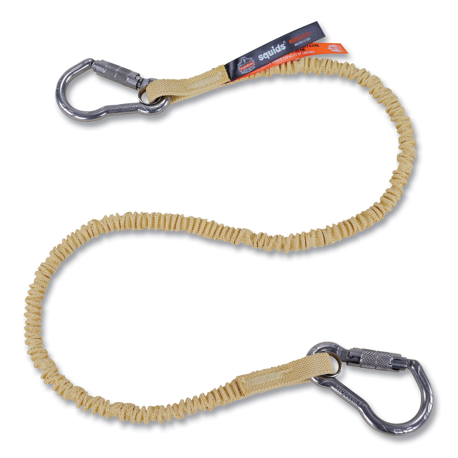 squids-3121-burn+cr-aramid-tool-lanyard-w-steel-carabiners-10lb-max-work-cap-38-to-48-yellow-ships-in-1-3-business-days_ego19721 - 1