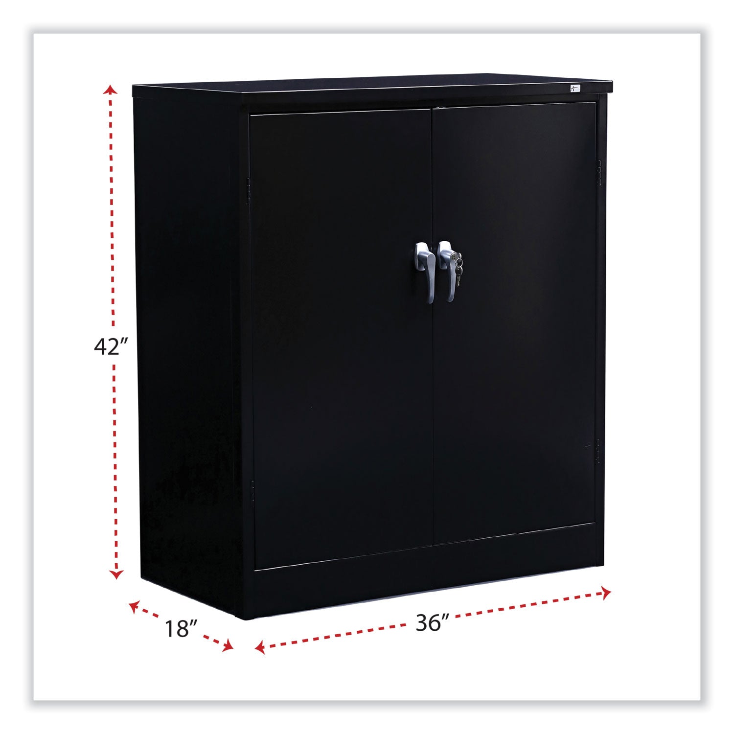 Assembled 42" High Heavy-Duty Welded Storage Cabinet, Two Adjustable Shelves, 36w x 18d, Black -