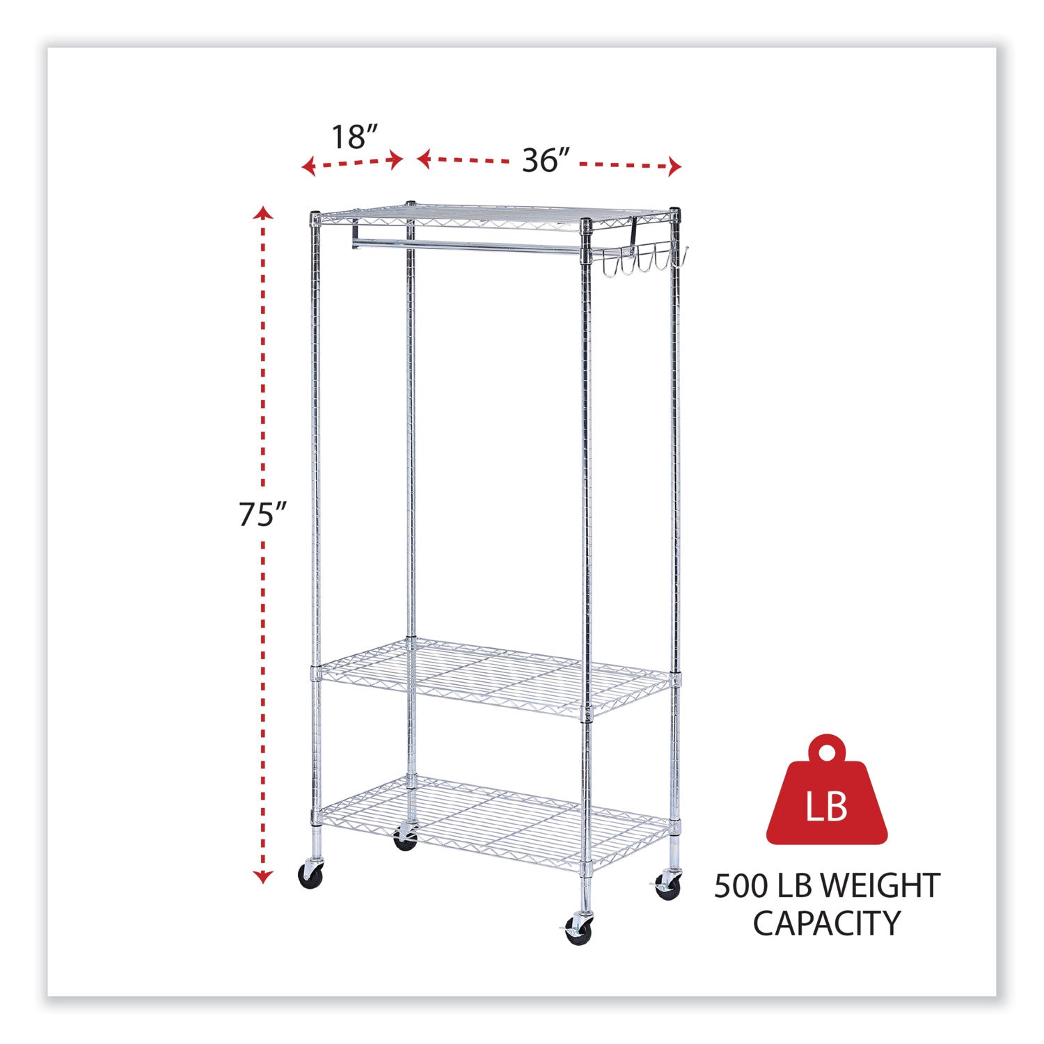 wire-shelving-garment-rack-30-garments-36w-x-18d-x-75h-silver_alegr363618sr - 2