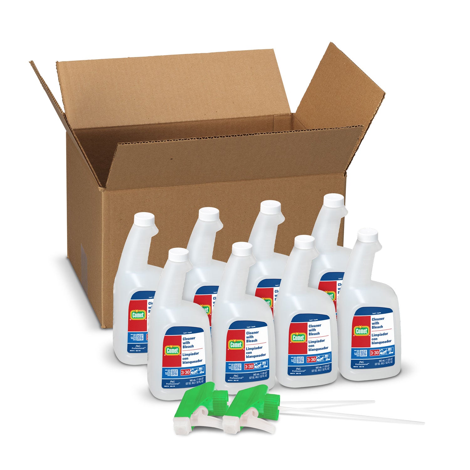 Cleaner with Bleach, 32 oz Spray Bottle, 8/Carton -