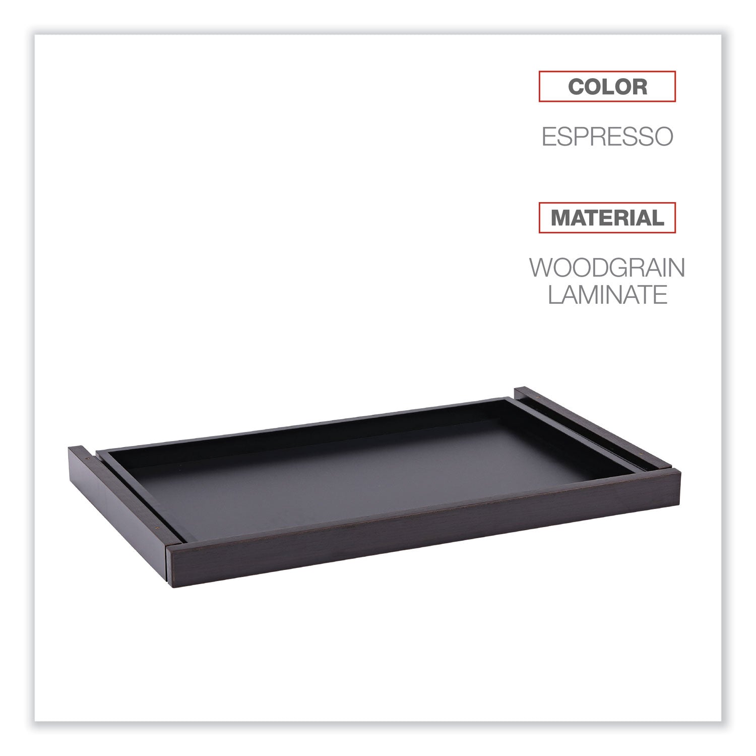 Alera Valencia Series Center Drawer, Laminate, 24.5w x 15d x 2h, Espresso - 3