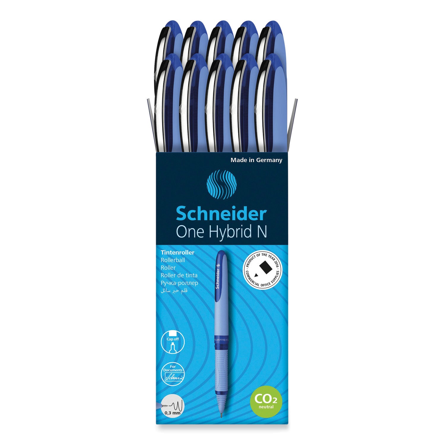 one-hybrid-n-roller-ball-pen-stick-extra-fine-03-mm-blue-ink-blue-barrel-10-box_red183403 - 1