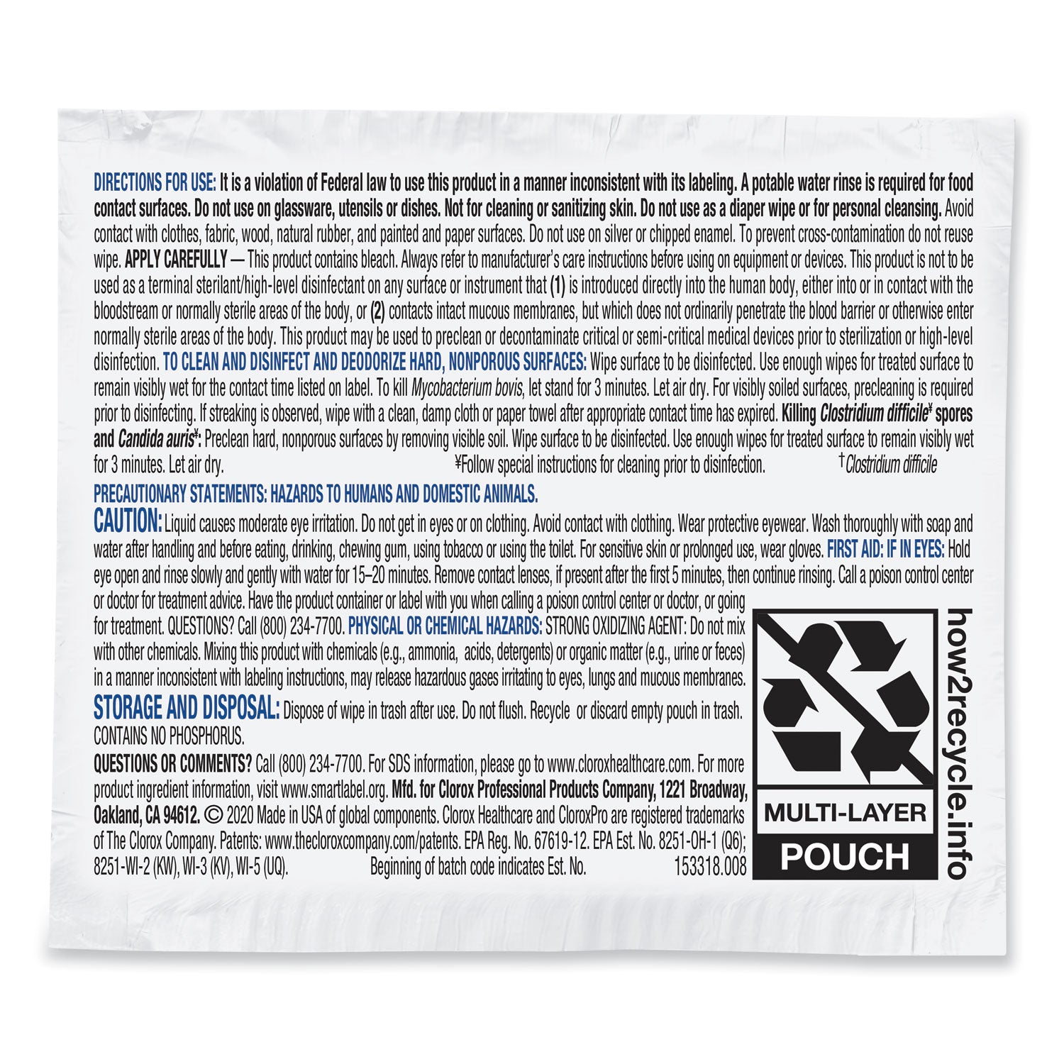 bleach-germicidal-wipes-1-ply-675-x-9-unscented-white-50-box-6-boxes-carton_clo31424 - 2