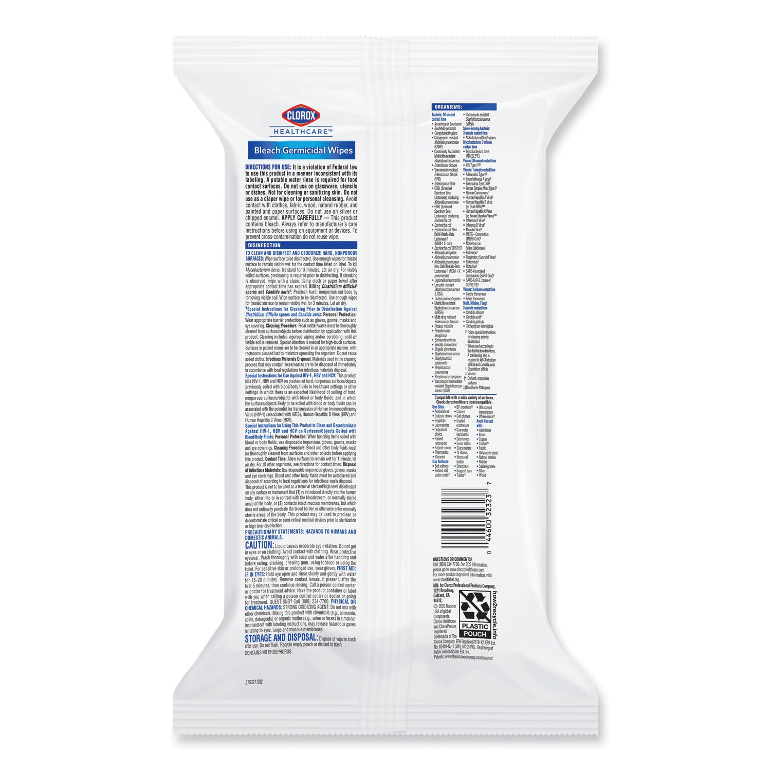 bleach-germicidal-wipes-1-ply-675-x-9-unscented-white-100-wipes-flat-pack-6-packs-carton_clo32621 - 2