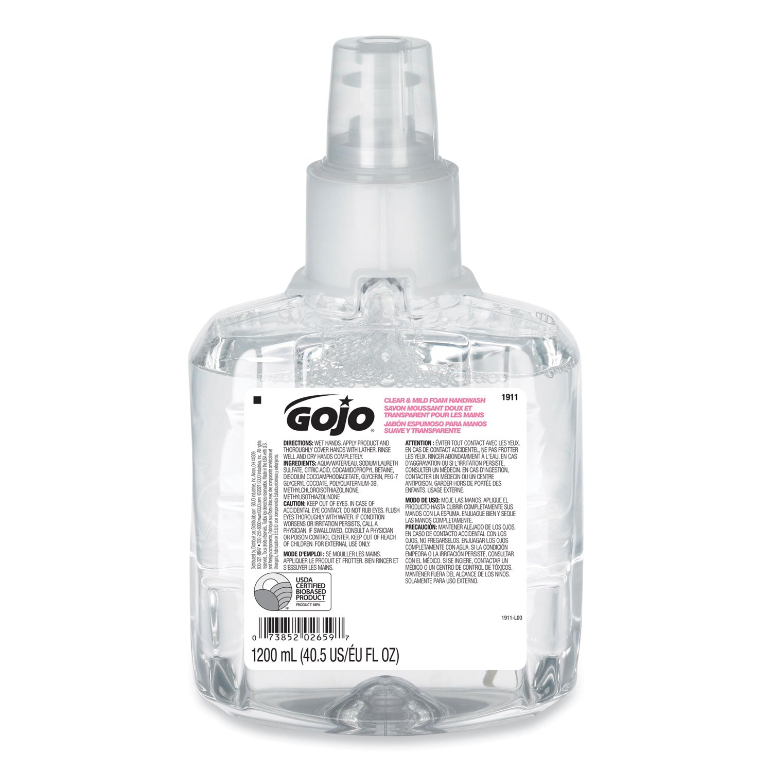 clear-and-mild-foam-handwash-refill-for-gojo-ltx-12-dispenser-fragrance-free-1200-ml-refill_goj191102ea - 1