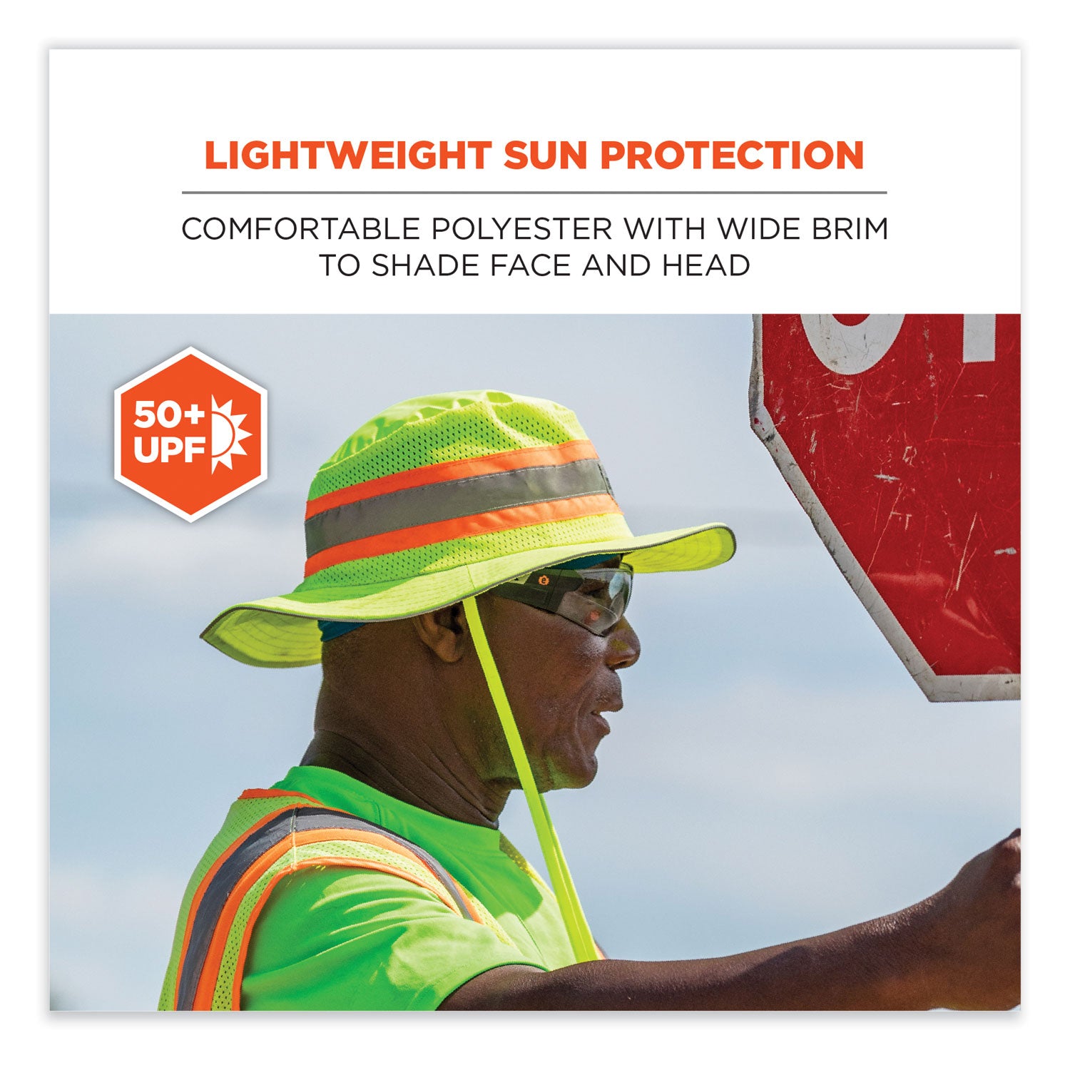 glowear-8935-hi-vis-ranger-sun-hat-polyester-small-medium-orange-ships-in-1-3-business-days_ego23257 - 2