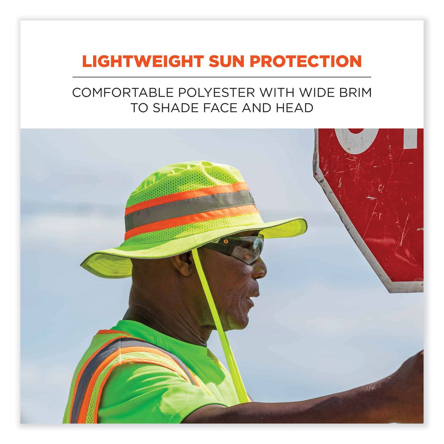 glowear-8935-hi-vis-ranger-sun-hat-polyester-small-medium-lime-ships-in-1-3-business-days_ego23259 - 2