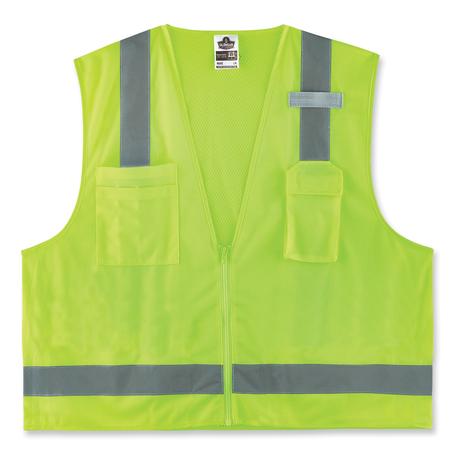 glowear-8249z-s-single-size-class-2-economy-surveyors-zipper-vest-polyester-x-small-lime-ships-in-1-3-business-days_ego24501 - 1