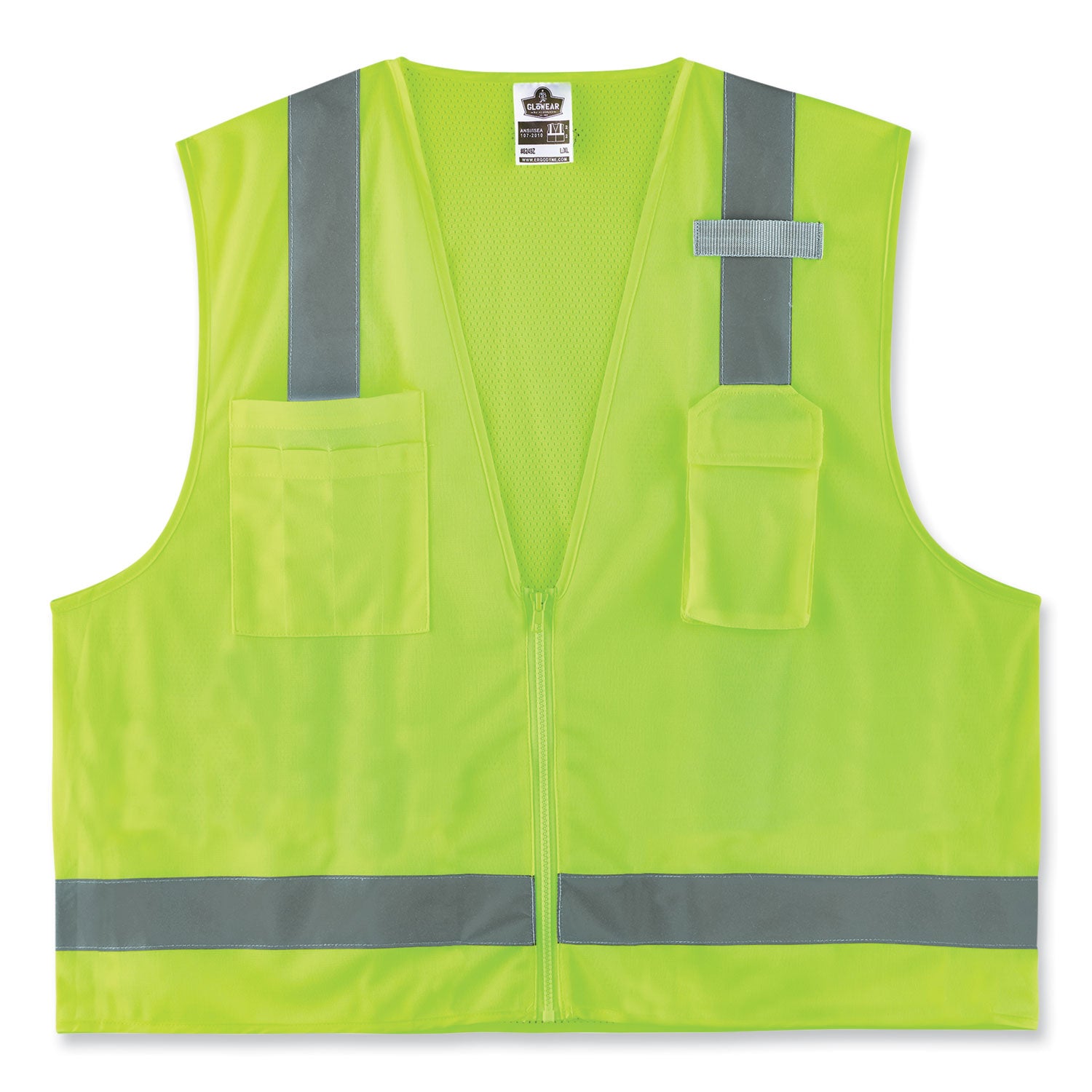 glowear-8249z-s-single-size-class-2-economy-surveyors-zipper-vest-polyester-small-lime-ships-in-1-3-business-days_ego24502 - 1