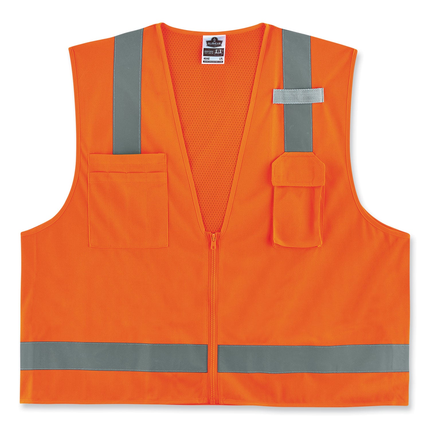 glowear-8249z-s-single-size-class-2-economy-surveyors-zipper-vest-polyester-2x-large-orange-ships-in-1-3-business-days_ego24516 - 1