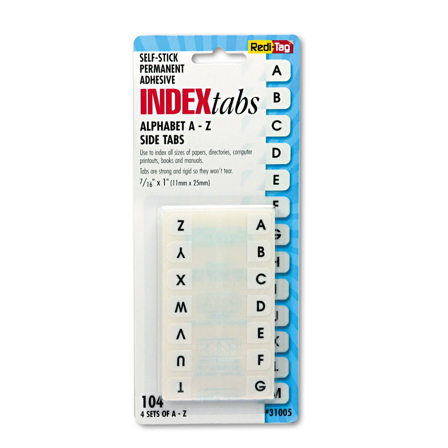 Legal Index Tabs, Preprinted Alpha: A to Z, 1/12-Cut, White, 0.44" Wide, 104/Pack -