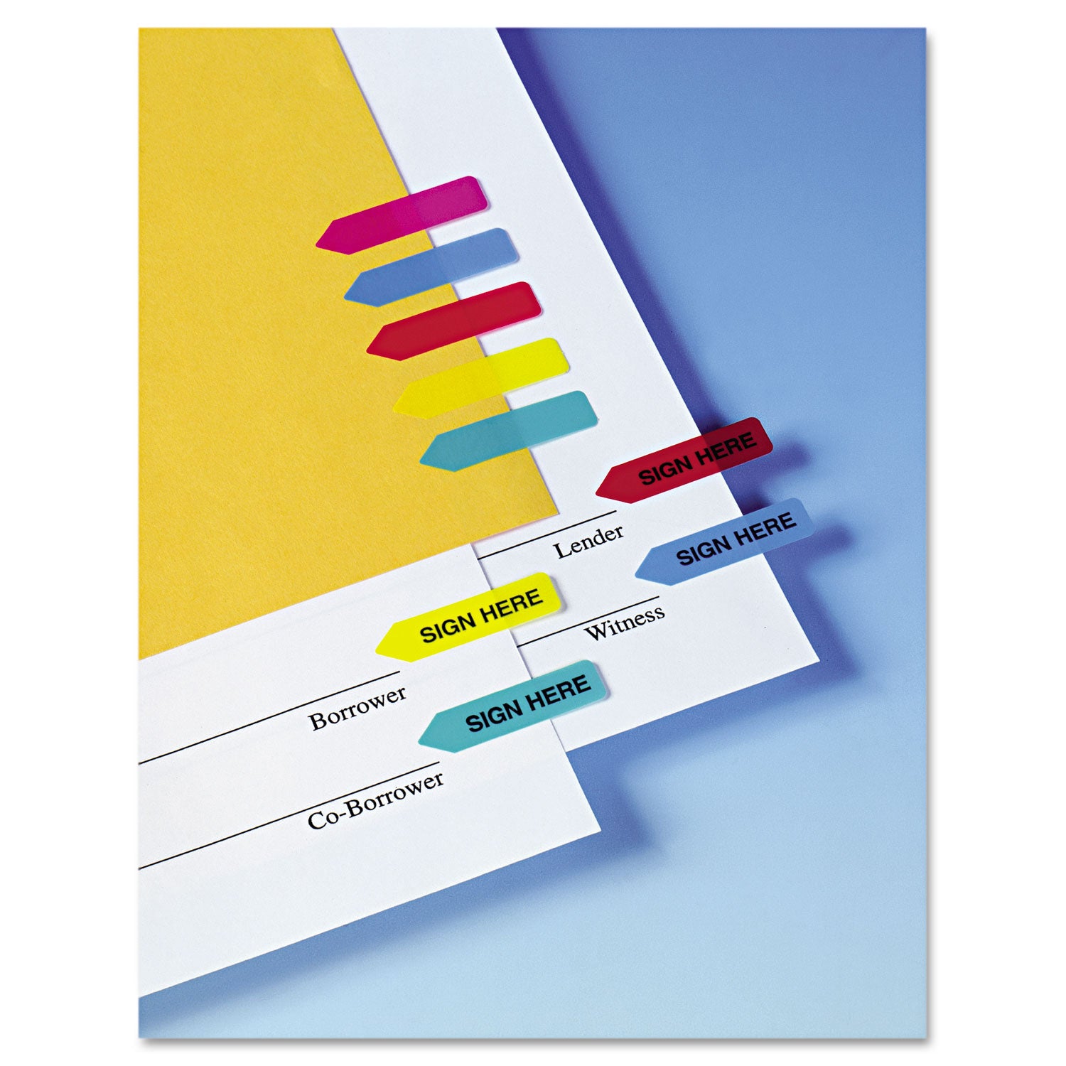 Mini Arrow Page Flags, "Sign Here", Blue/Mint/Red/Yellow, 126 Flags/Pack -