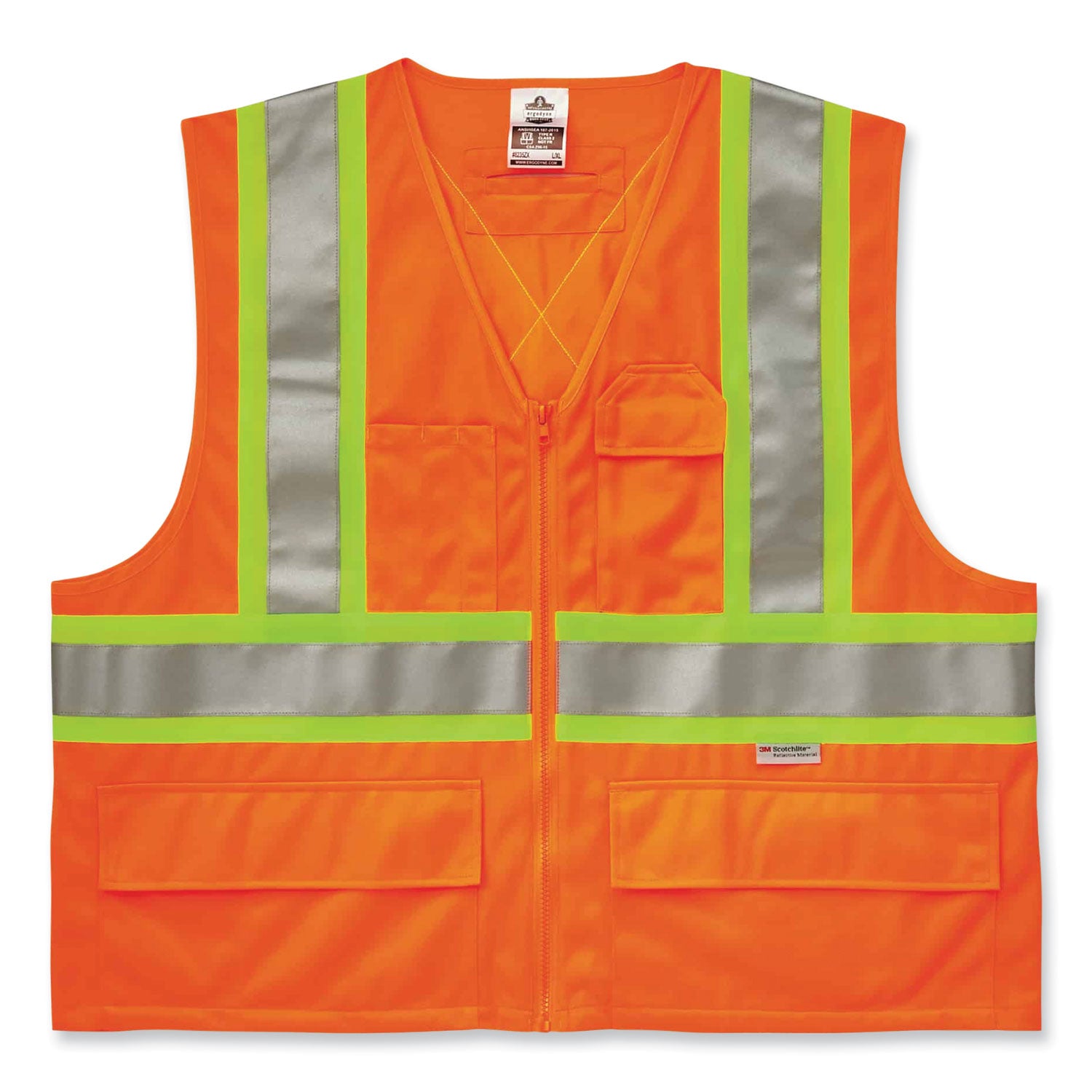 glowear-8235zx-class-2-two-tone-x-back-vest-polyester-small-medium-orange-ships-in-1-3-business-days_ego26183 - 1