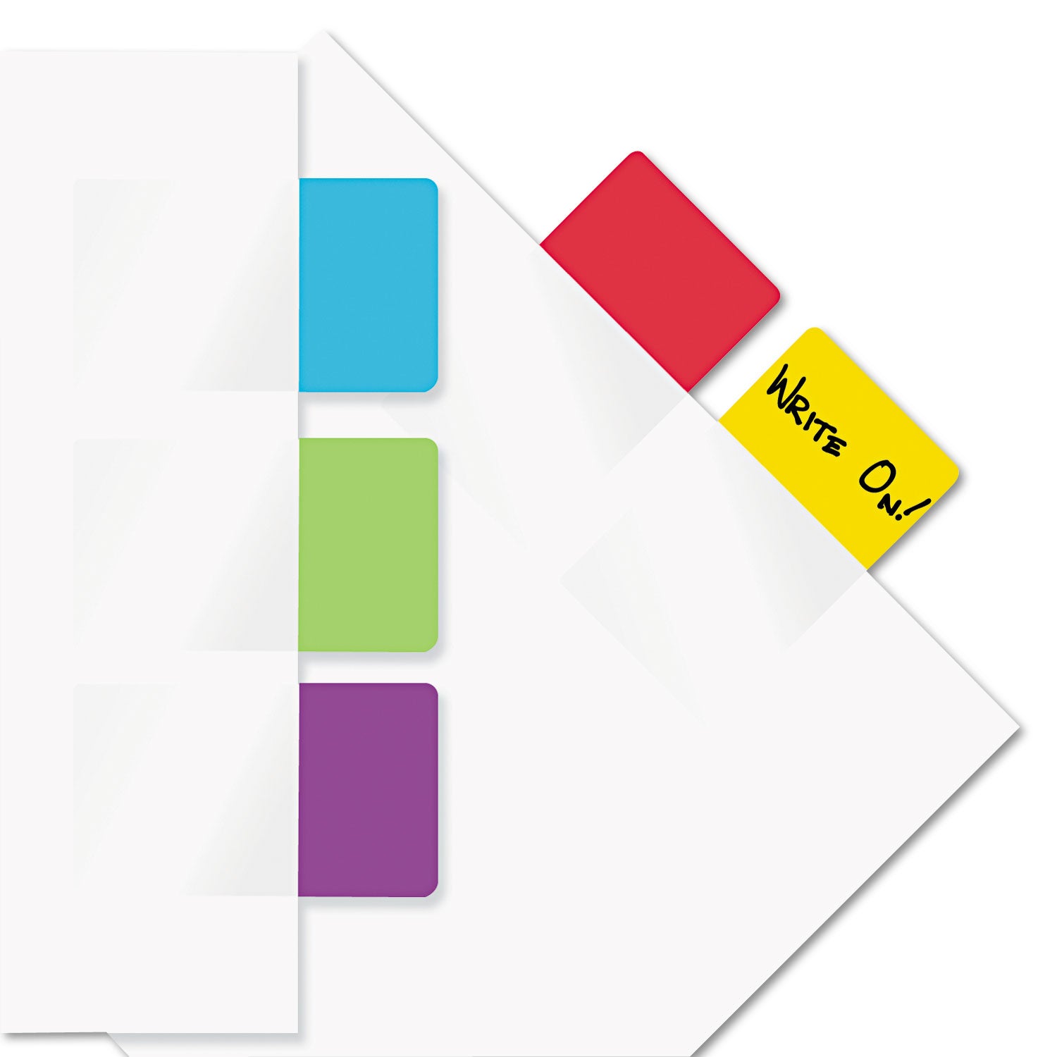 Removable Page Flags, Red/Blue/Green/Yellow/Purple, 10/Color, 50/Pack -