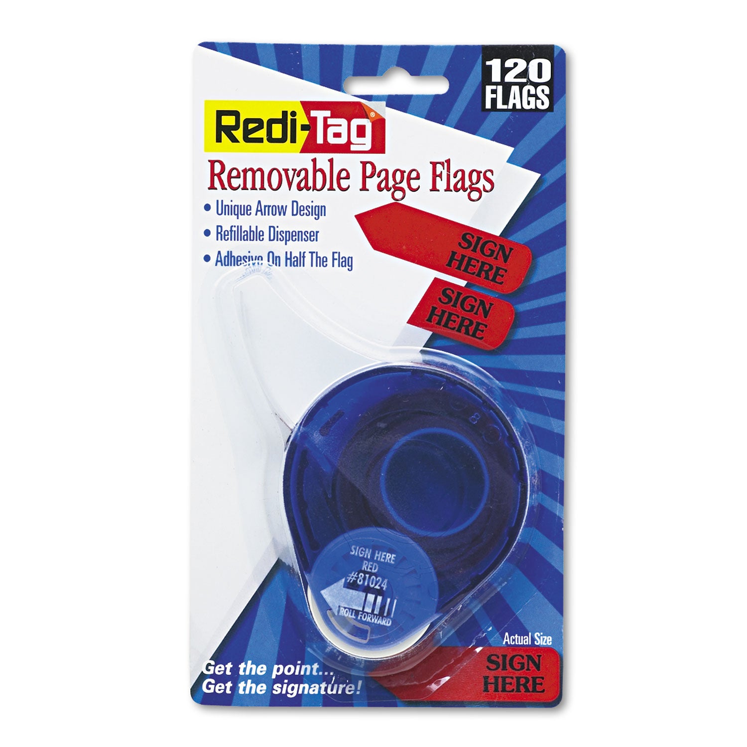 Arrow Message Page Flags in Dispenser, "Sign Here", Red, 120 Flags/Pack -