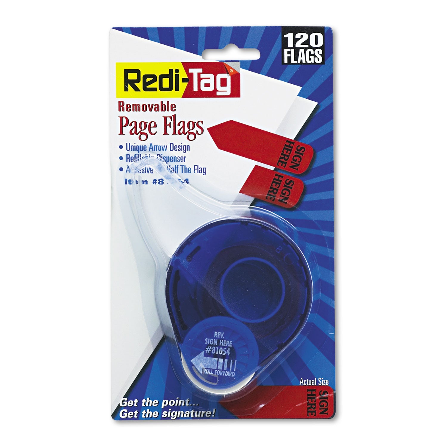 Arrow Message Page Flags in Dispenser, "Sign Here", Red, 120/Dispenser -
