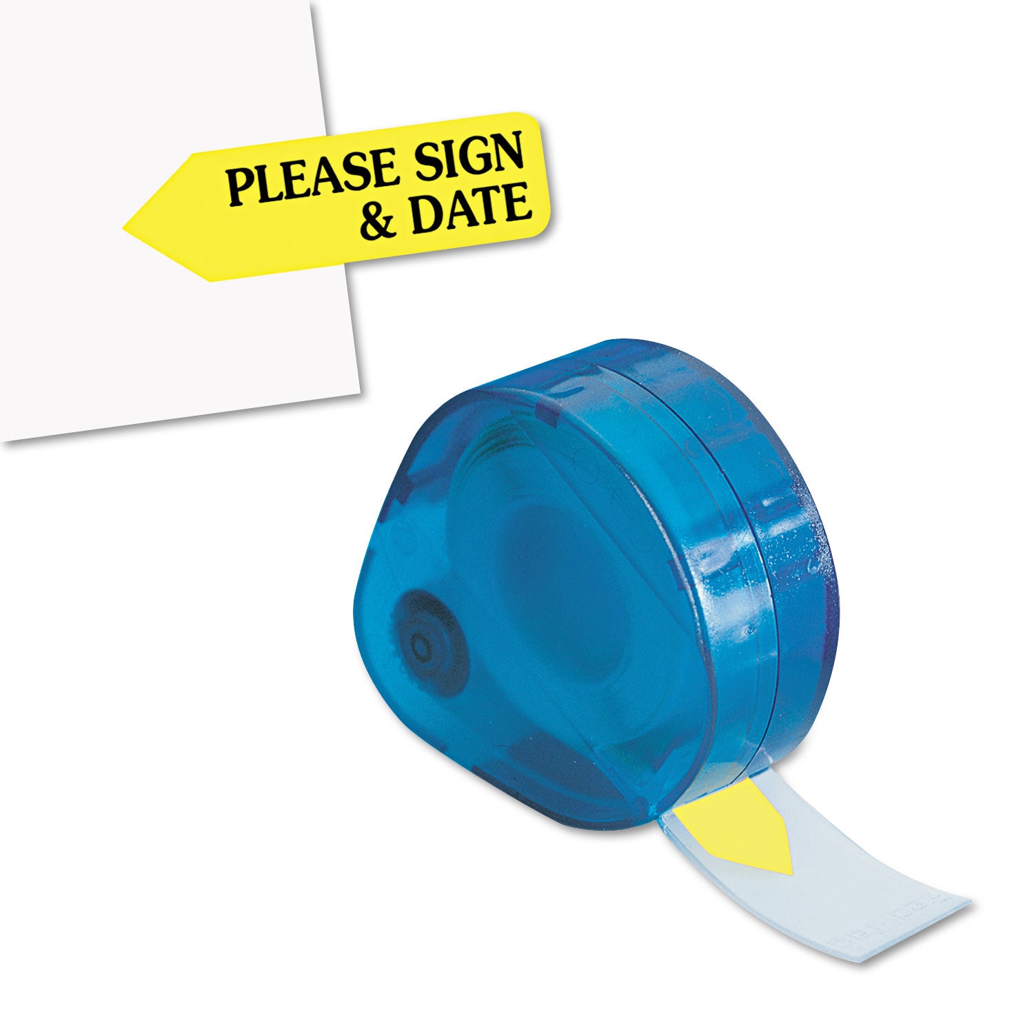 Arrow Message Page Flags in Dispenser, "Please Sign and Date", Yellow, 120 Flags -