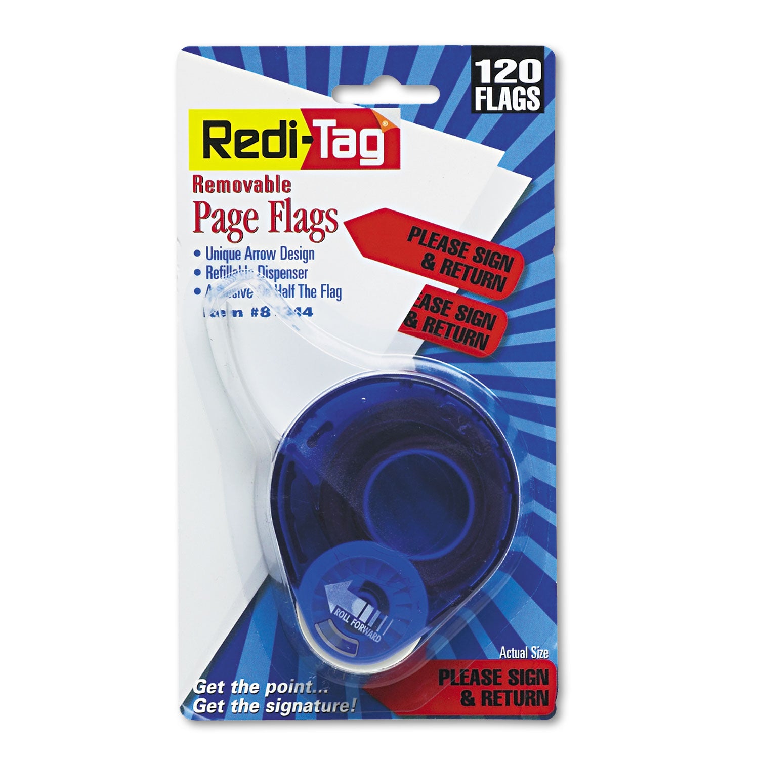 Arrow Message Page Flags in Dispenser, "Please Sign and Return", Red, 120 Flags/Dispenser -