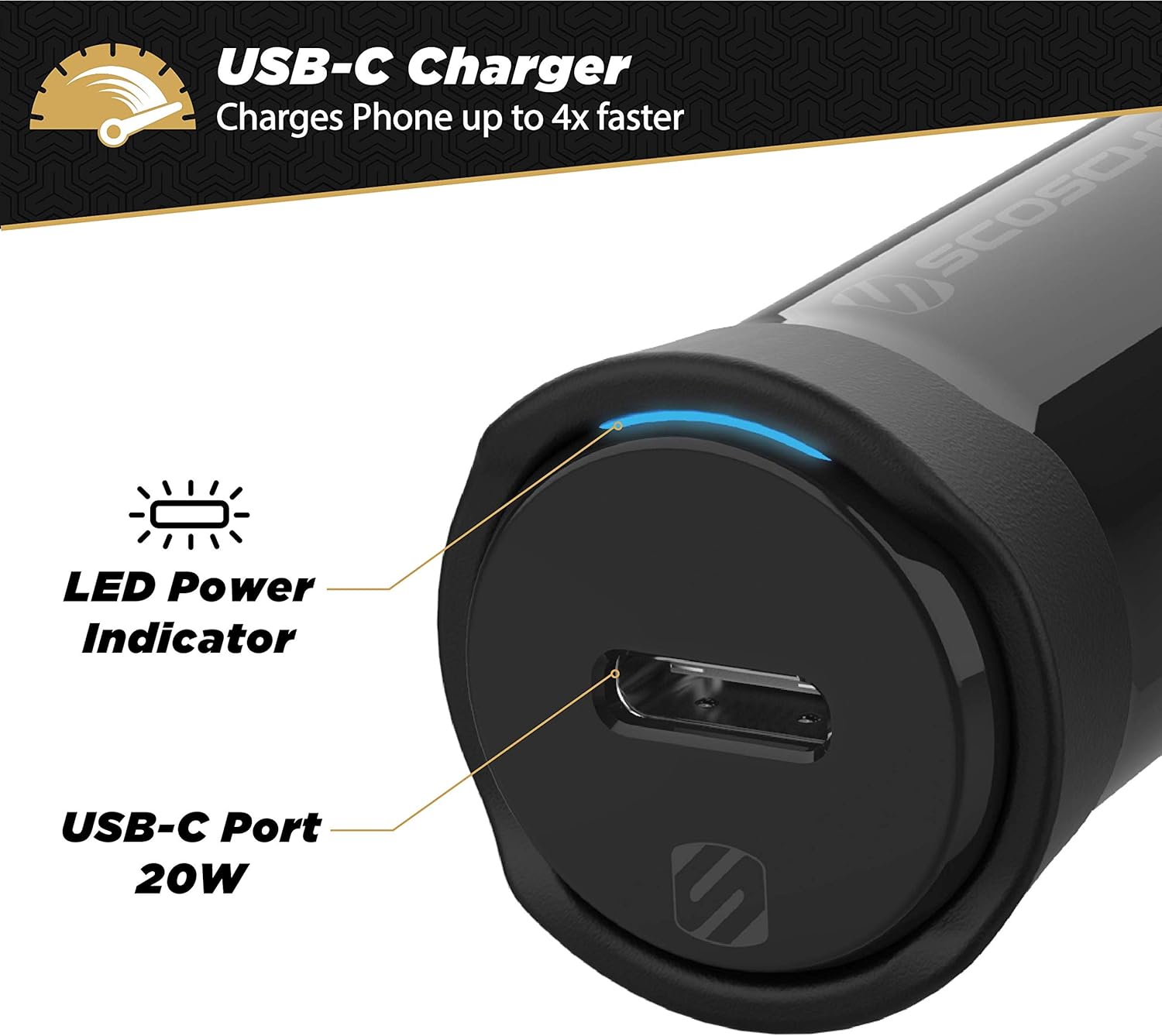 PowerVolt USB-C Fast Charger for Car, White