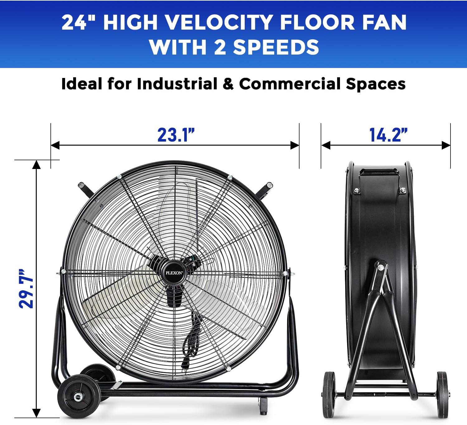 24 in. Black High Velocity Drum Fan, 2-Speed