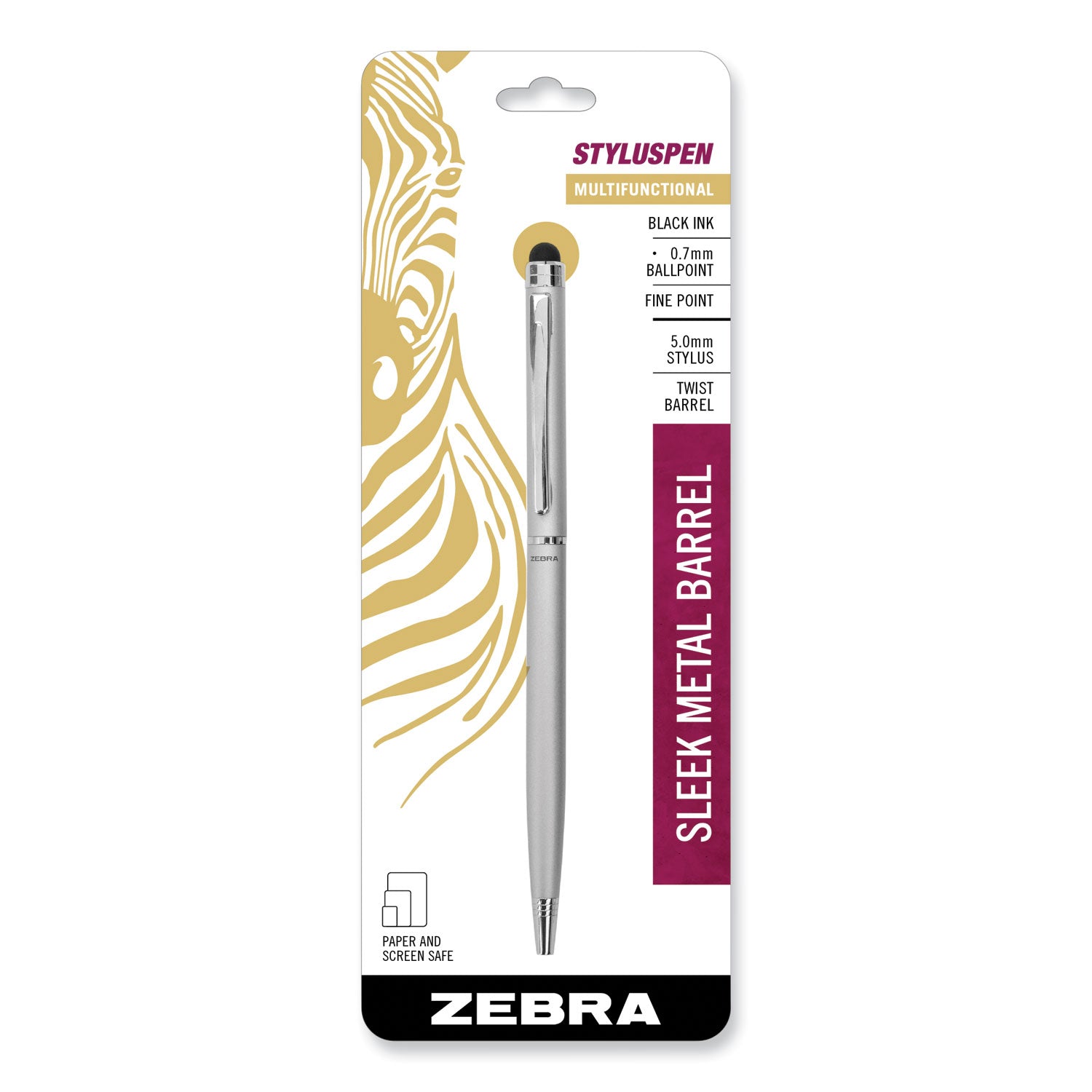 StylusPen Twist Ballpoint Pen/Stylus, Silver -