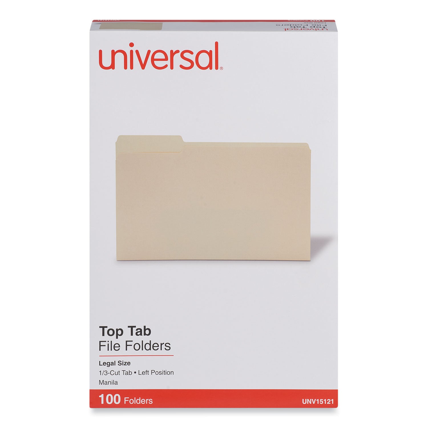 Top Tab File Folders, 1/3-Cut Tabs: Left Position, Legal Size, 0.75" Expansion, Manila, 100/Box -