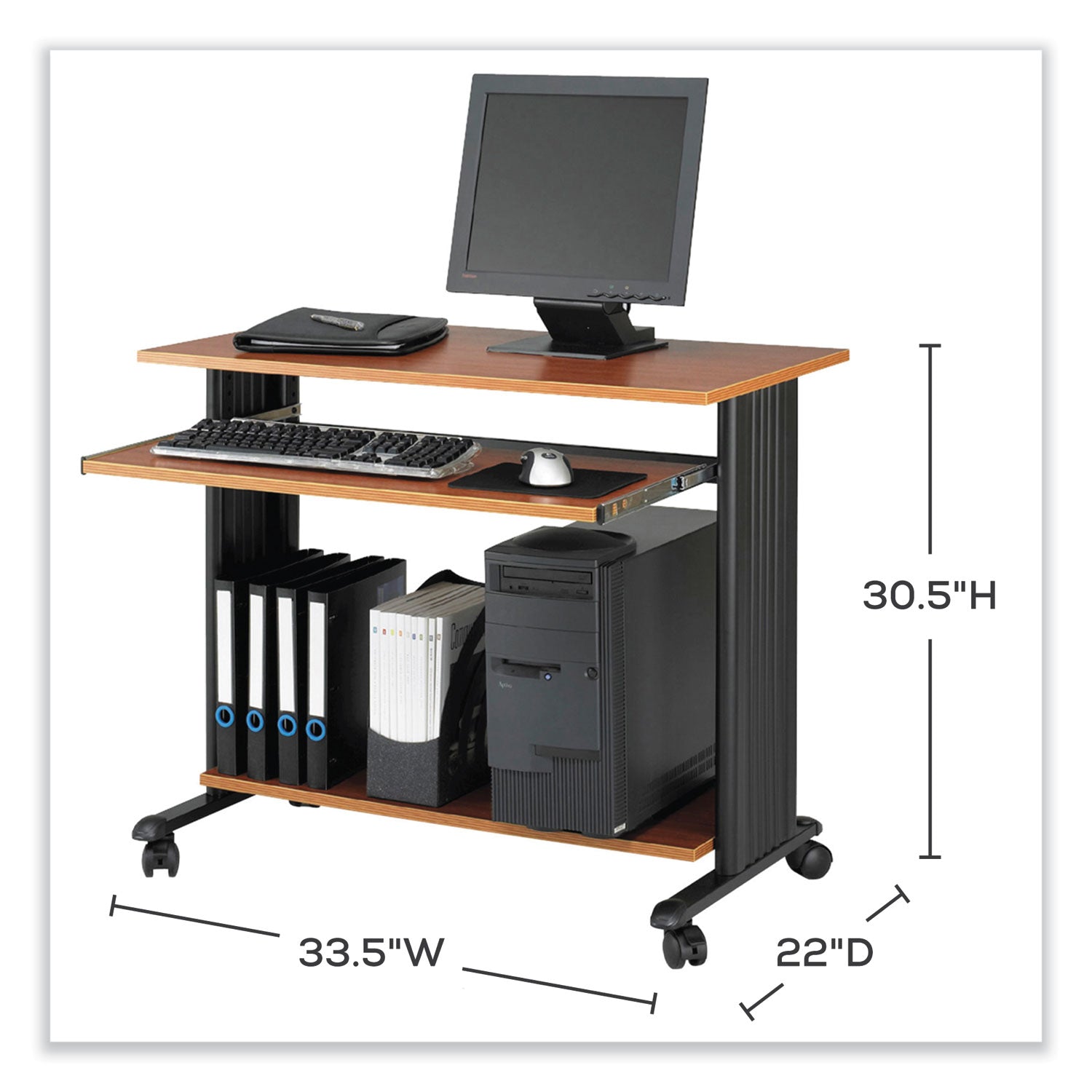 Muv Standing Desk, 35.5" x 22" x 30.5", Cherry, Ships in 1-3 Business Days -