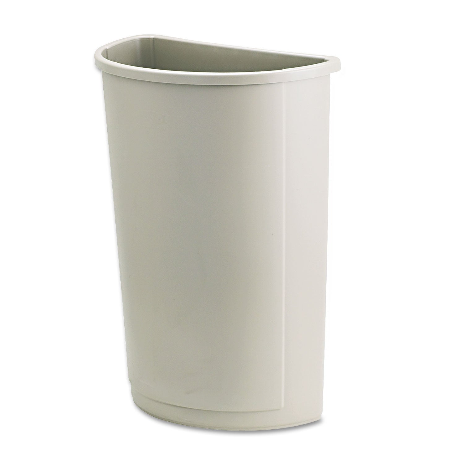 Untouchable Half-Round Plastic Receptacle, 21 gal, Plastic, Beige -