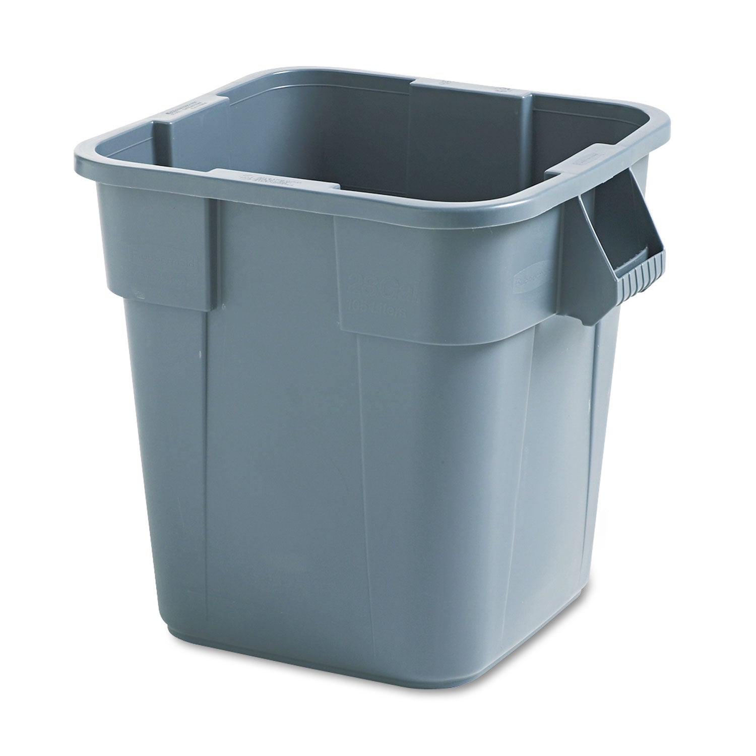 Square Brute Container, 28 gal, Polyethylene, Gray -