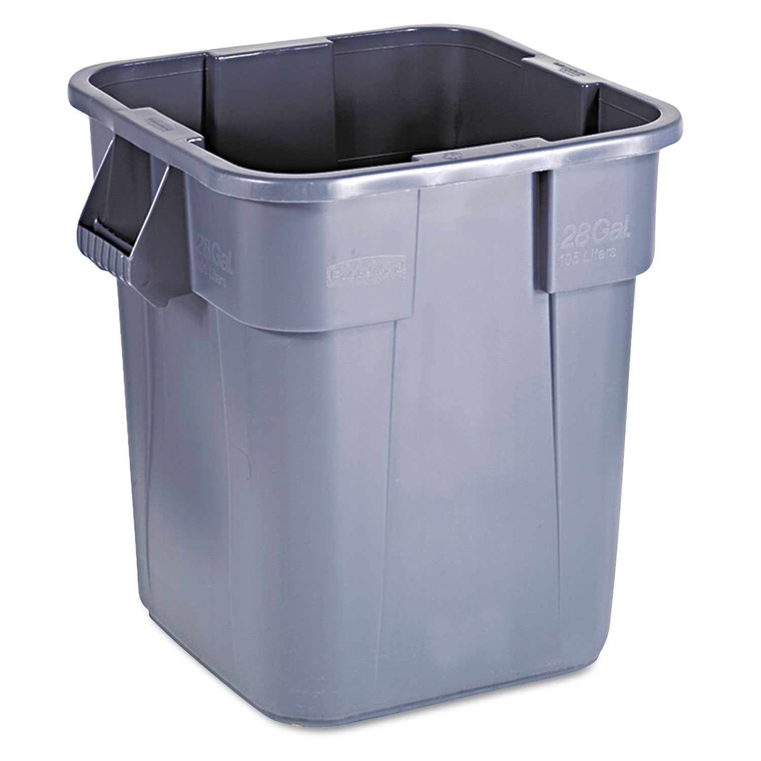 Square Brute Container, 28 gal, Polyethylene, Gray -