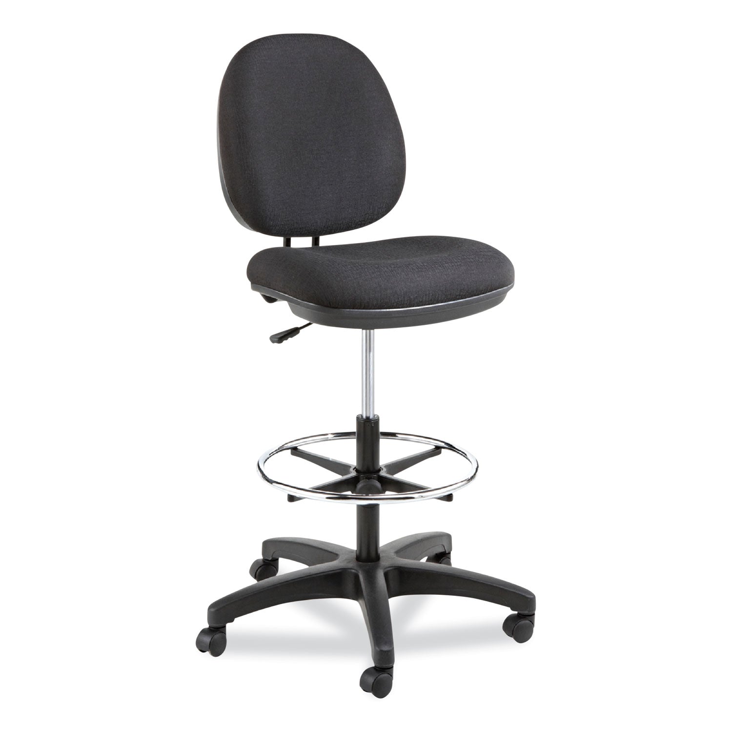 Alera Interval Series Swivel Task Stool, Supports Up to 275 lb, 23.93" to 34.53" Seat Height, Black Fabric -