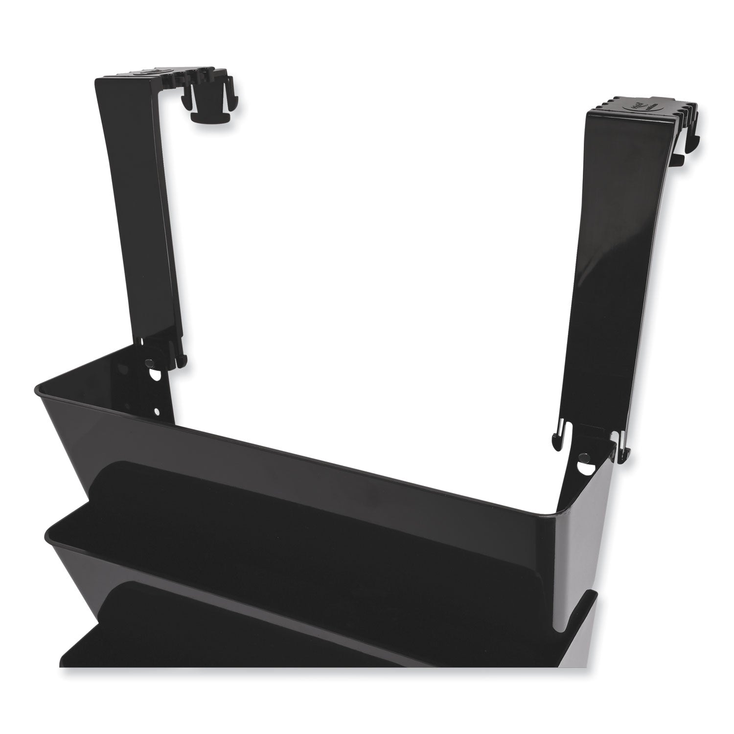 Two Break-Resistant Plastic Partition Brackets, For 2.63 to 4.13 Wide Partition Walls, Black, 2/Pack -