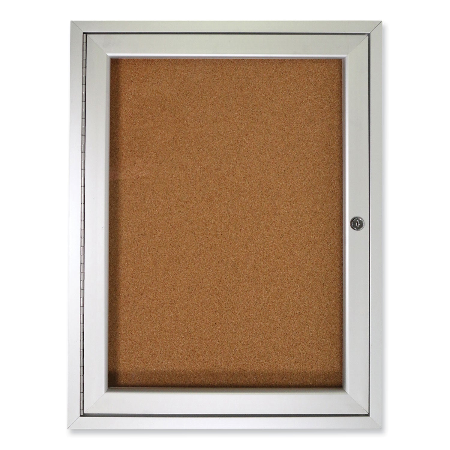 1-door-enclosed-natural-cork-bulletin-board-with-satin-aluminum-frame-18-x-24-tan-surface-ships-in-7-10-business-days_ghepa12418k - 1