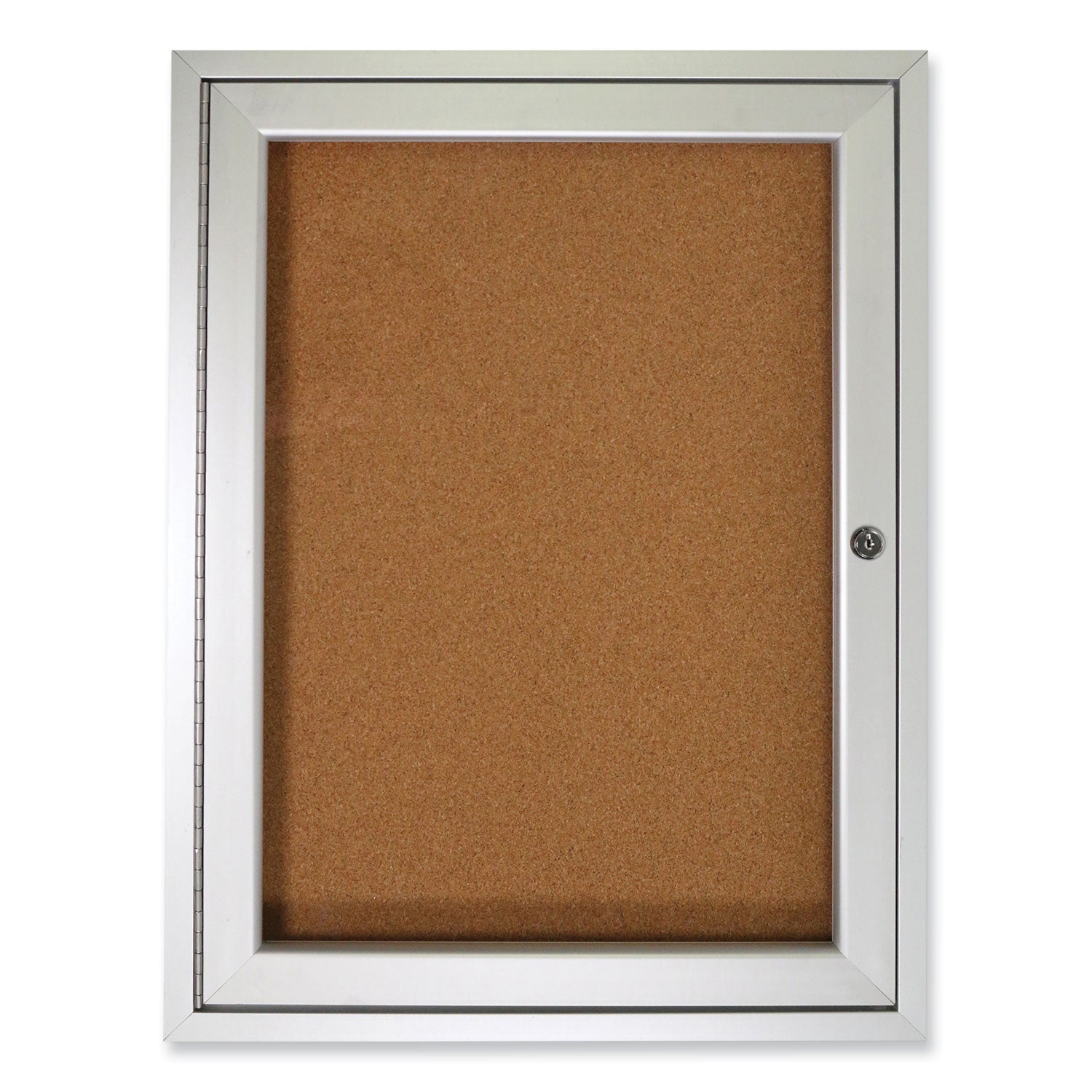 1-door-enclosed-natural-cork-bulletin-board-with-satin-aluminum-frame-30-x-36-tan-surface-ships-in-7-10-business-days_ghepa13630k - 1