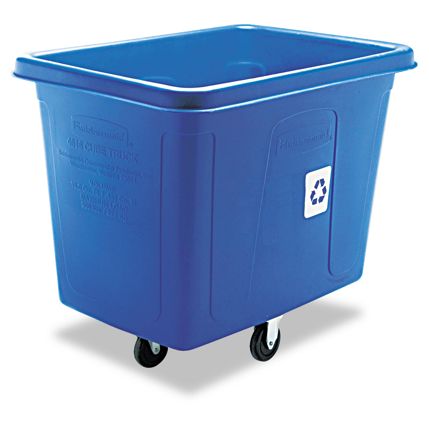 Recycling Cube Truck, 120 gal, 500 lb Capacity, Polyethylene, Blue -