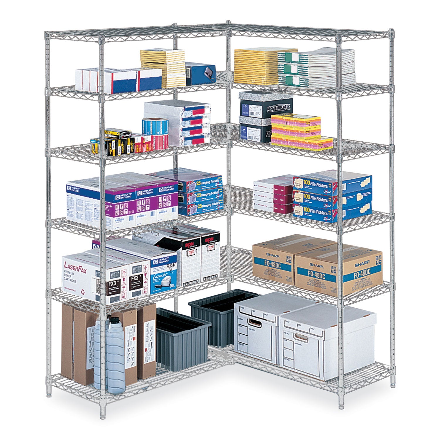 industrial-add-on-unit-four-shelf-48w-x-24d-x-72h-steel-metallic-gray-ships-in-1-3-business-days_saf5295gr - 2
