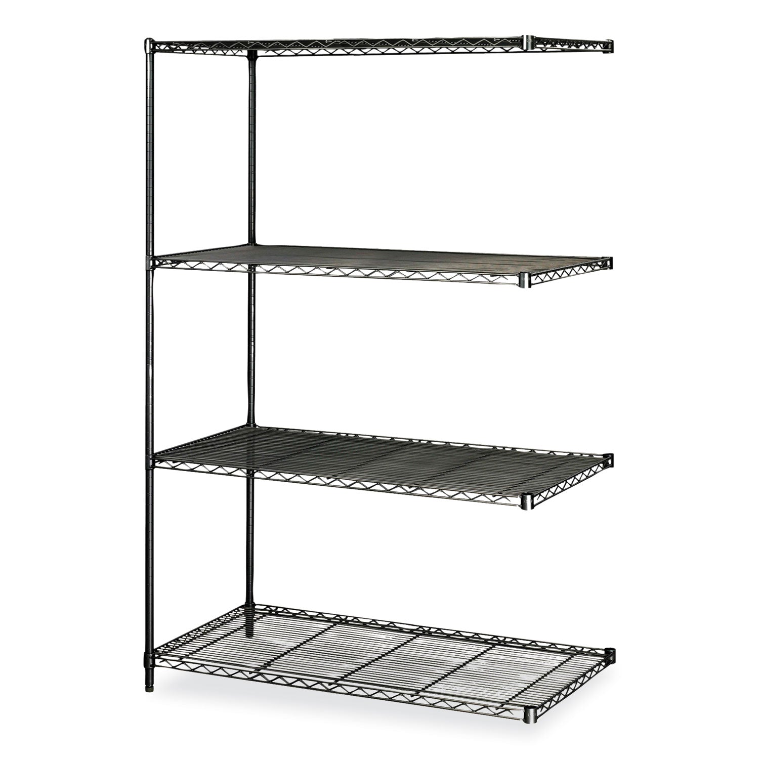 Industrial Add-On Unit, Four-Shelf, 48w x 24d x 72h, Steel, Black, Ships in 1-3 Business Days -