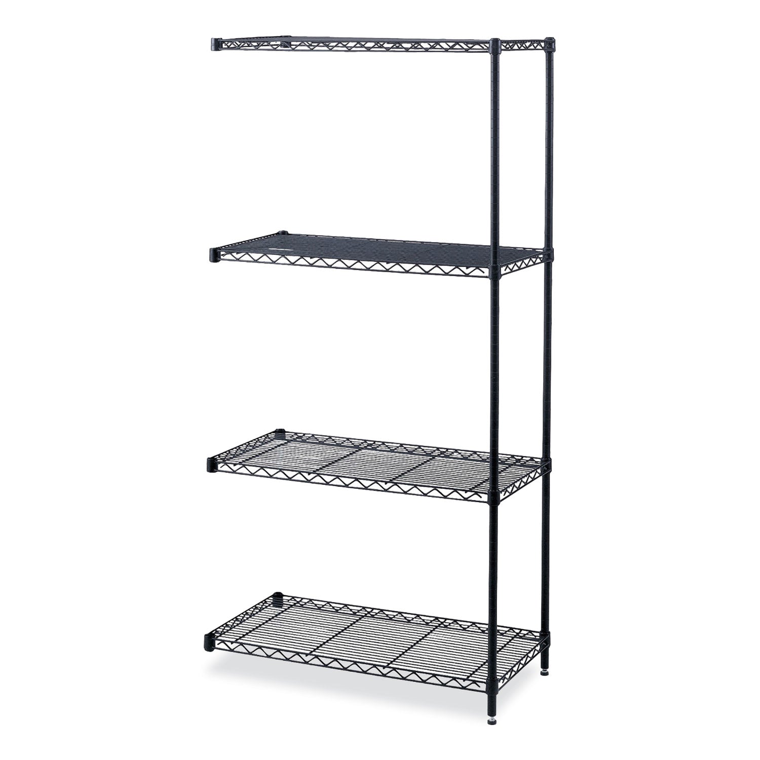 Industrial Add-On Unit, Four-Shelf, 36w x 18d x 72h, Steel, Black, Ships in 1-3 Business Days -