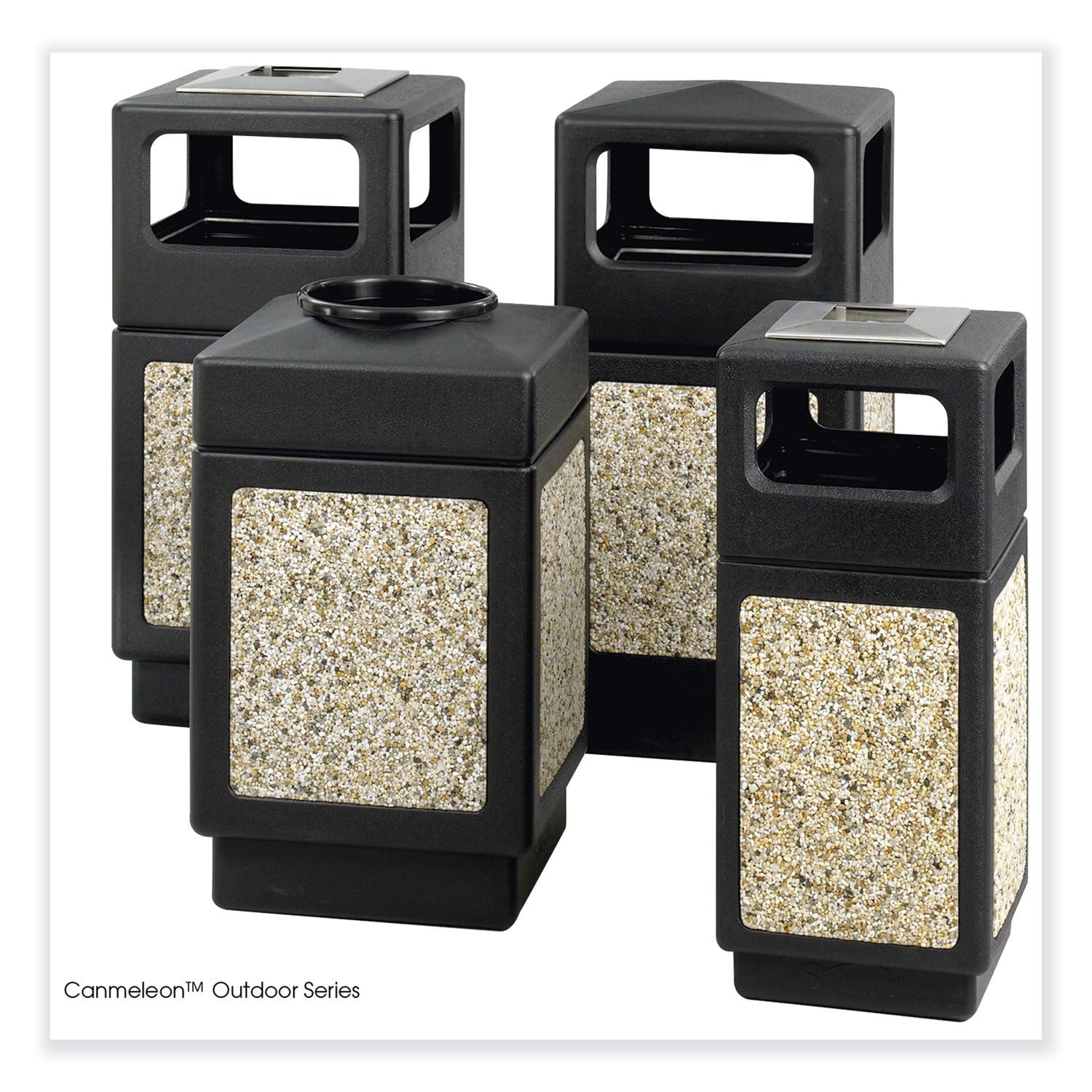 Canmeleon Aggregate Panel Receptacles, Top-Open, 38 gal, Polyethylene, Black, Ships in 1-3 Business Days - 2