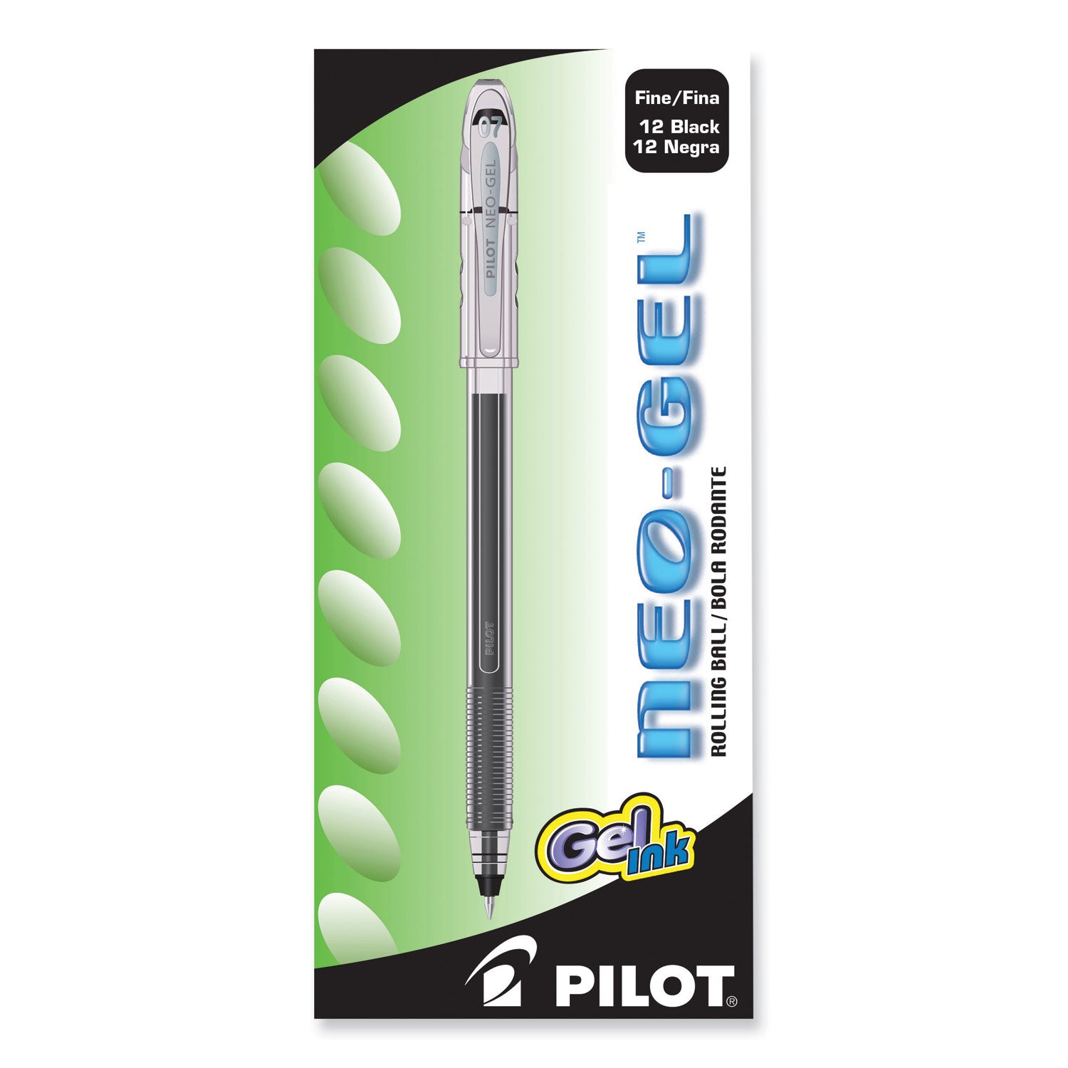 Neo-Gel Gel Pen, Stick, Fine 0.7 mm, Black Ink, Black Barrel, Dozen -