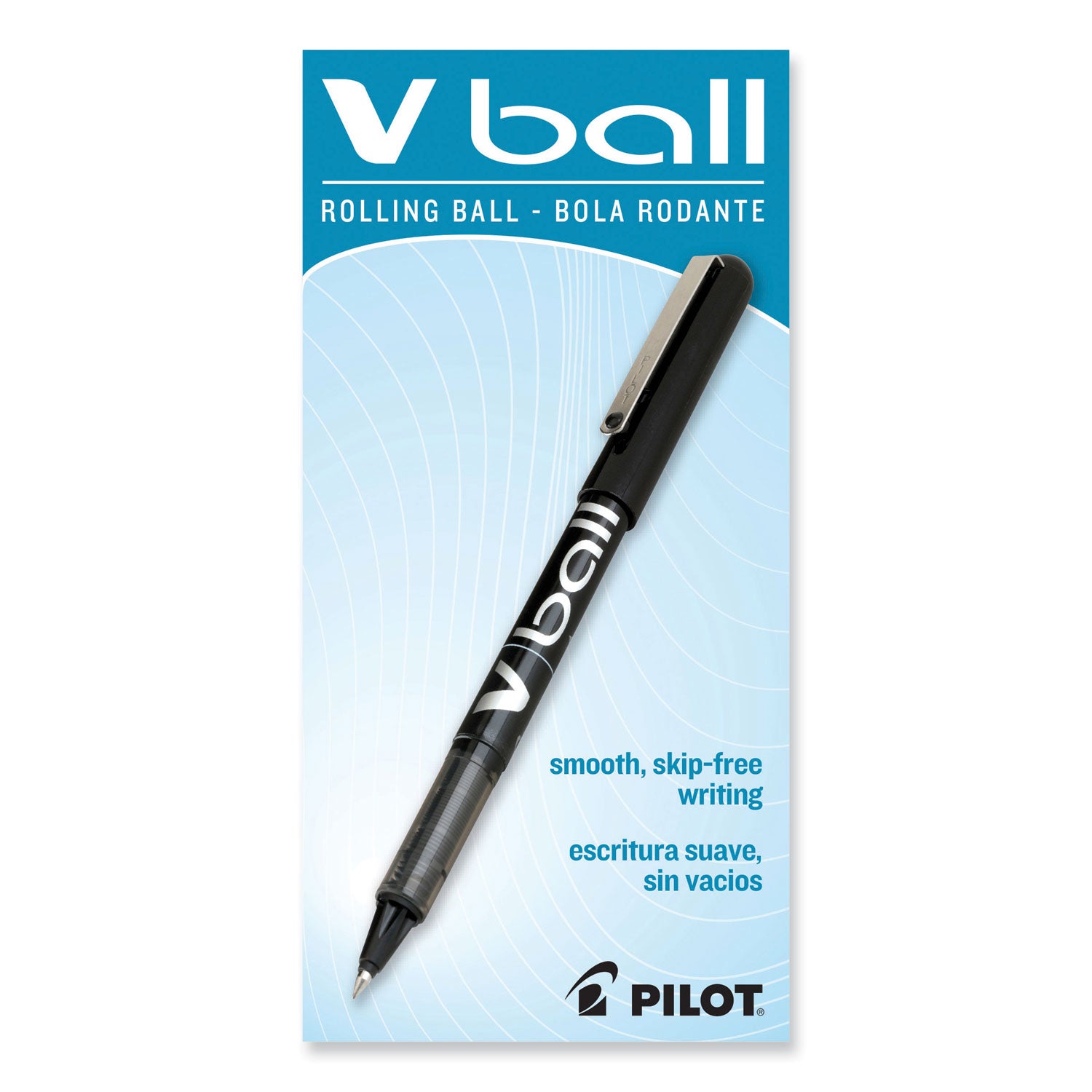 VBall Liquid Ink Roller Ball Pen, Stick, Extra-Fine 0.5 mm, Black Ink, Black/Clear Barrel, Dozen -