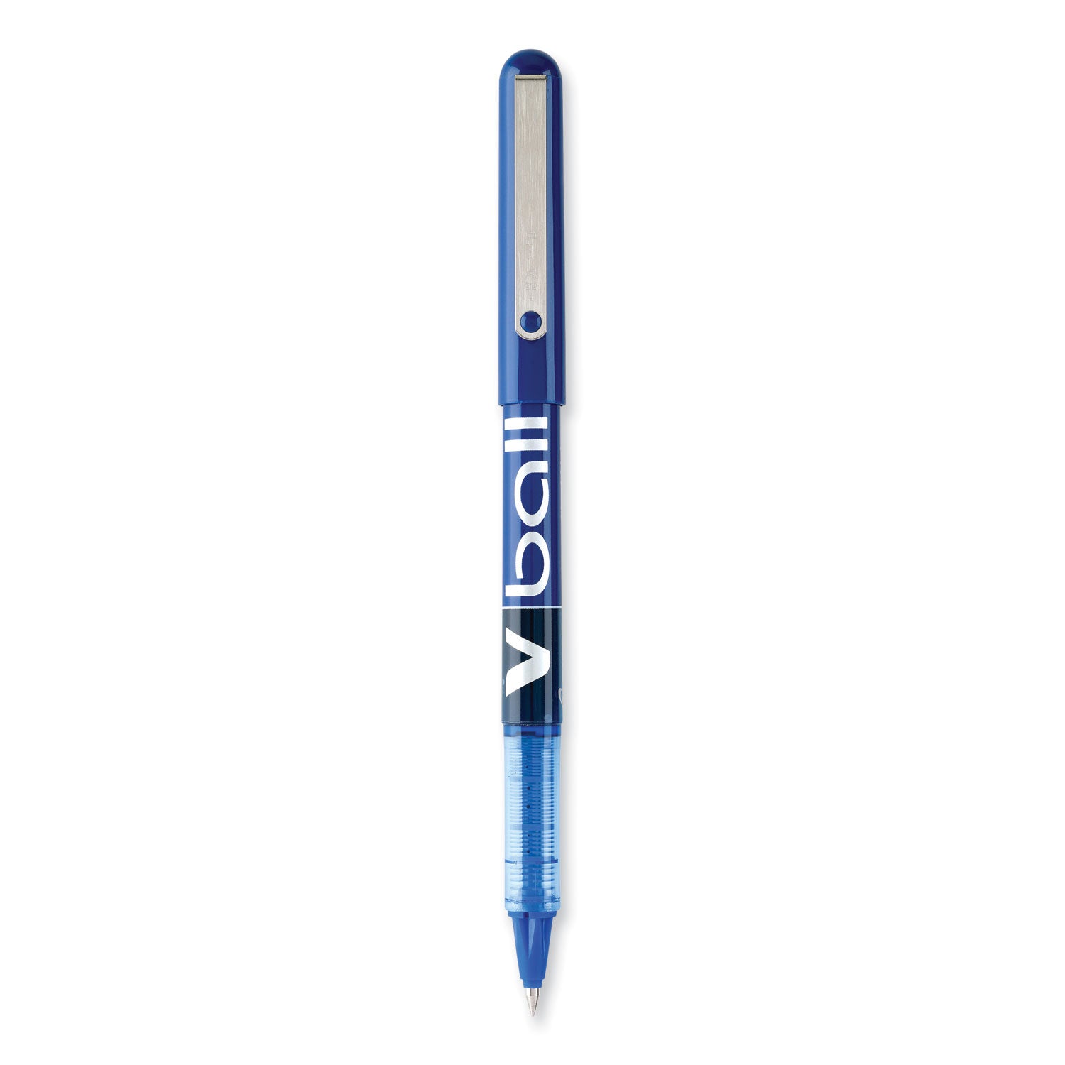 VBall Liquid Ink Roller Ball Pen, Stick, Extra-Fine 0.5 mm, Blue Ink, Blue/Clear Barrel, Dozen -