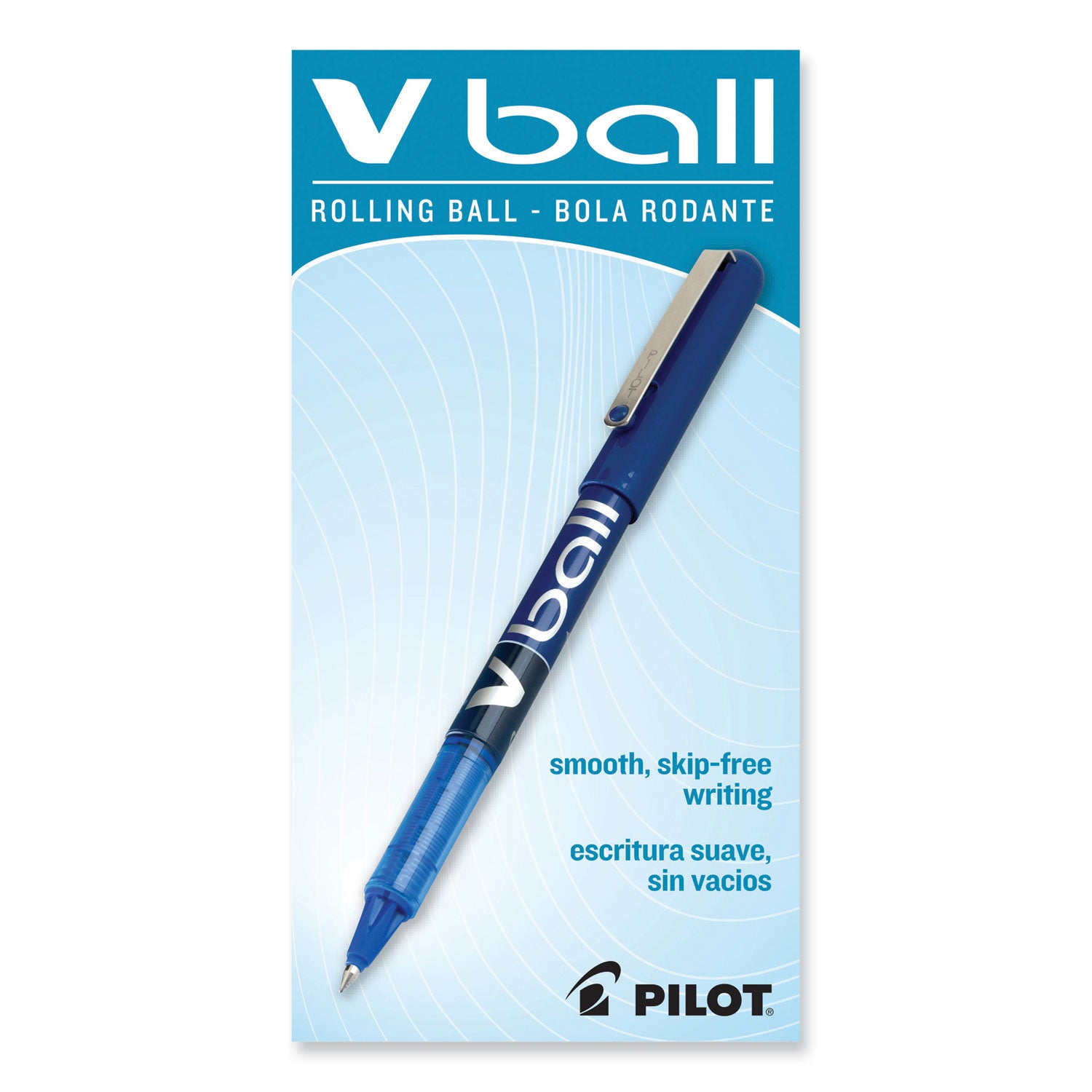 VBall Liquid Ink Roller Ball Pen, Stick, Extra-Fine 0.5 mm, Blue Ink, Blue/Clear Barrel, Dozen -