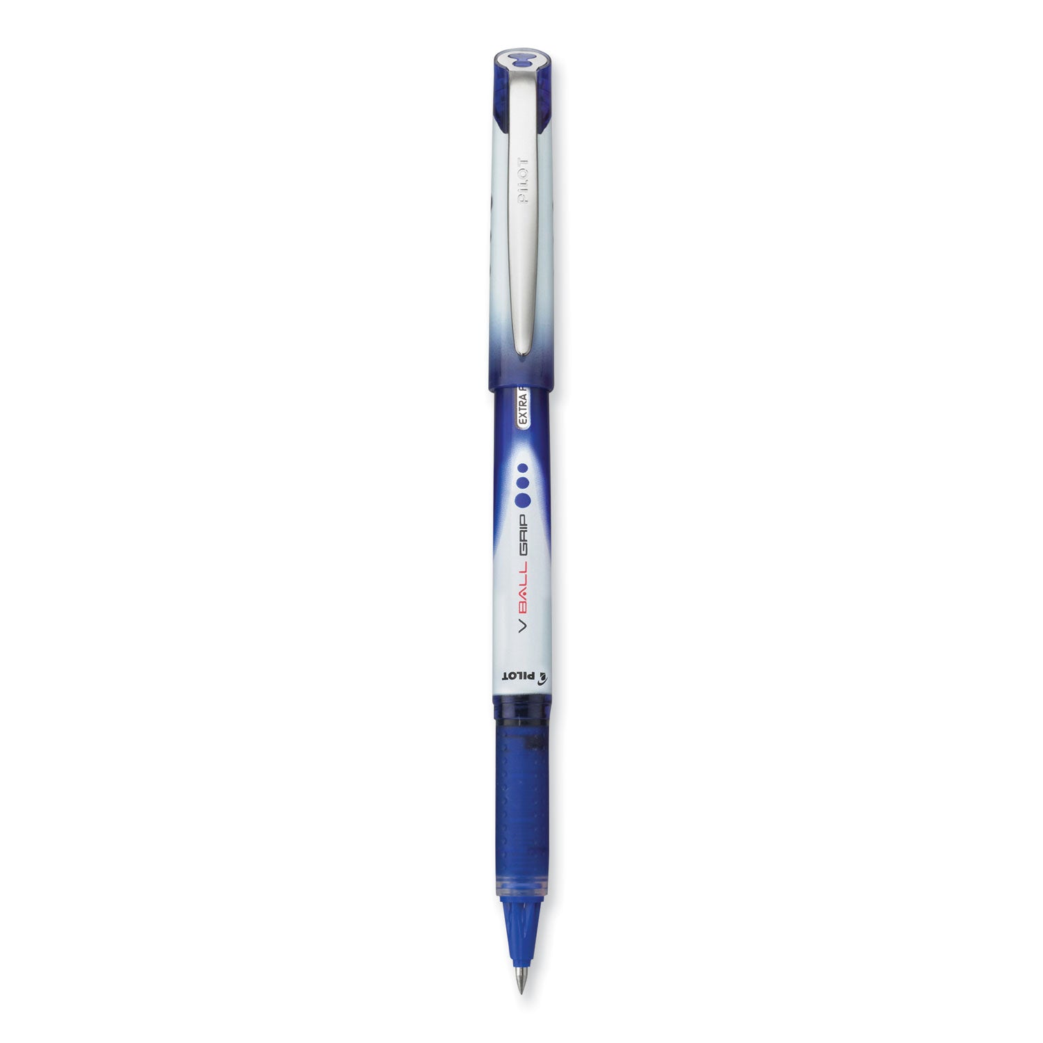 VBall Grip Liquid Ink Roller Ball Pen, Stick, Extra-Fine 0.5 mm, Blue Ink, Blue/White Barrel, Dozen -