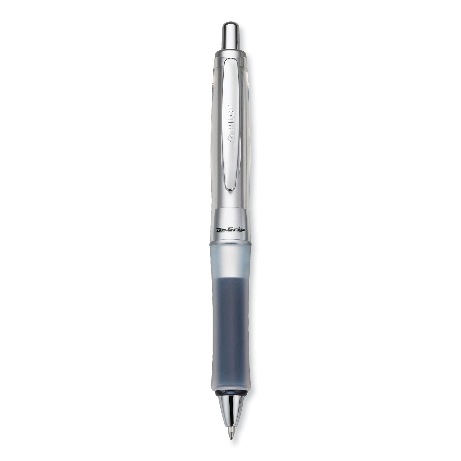 Dr. Grip Center of Gravity Ballpoint Pen, Retractable, Medium 1 mm, Black Ink, Silver/Charcoal Grip Barrel -