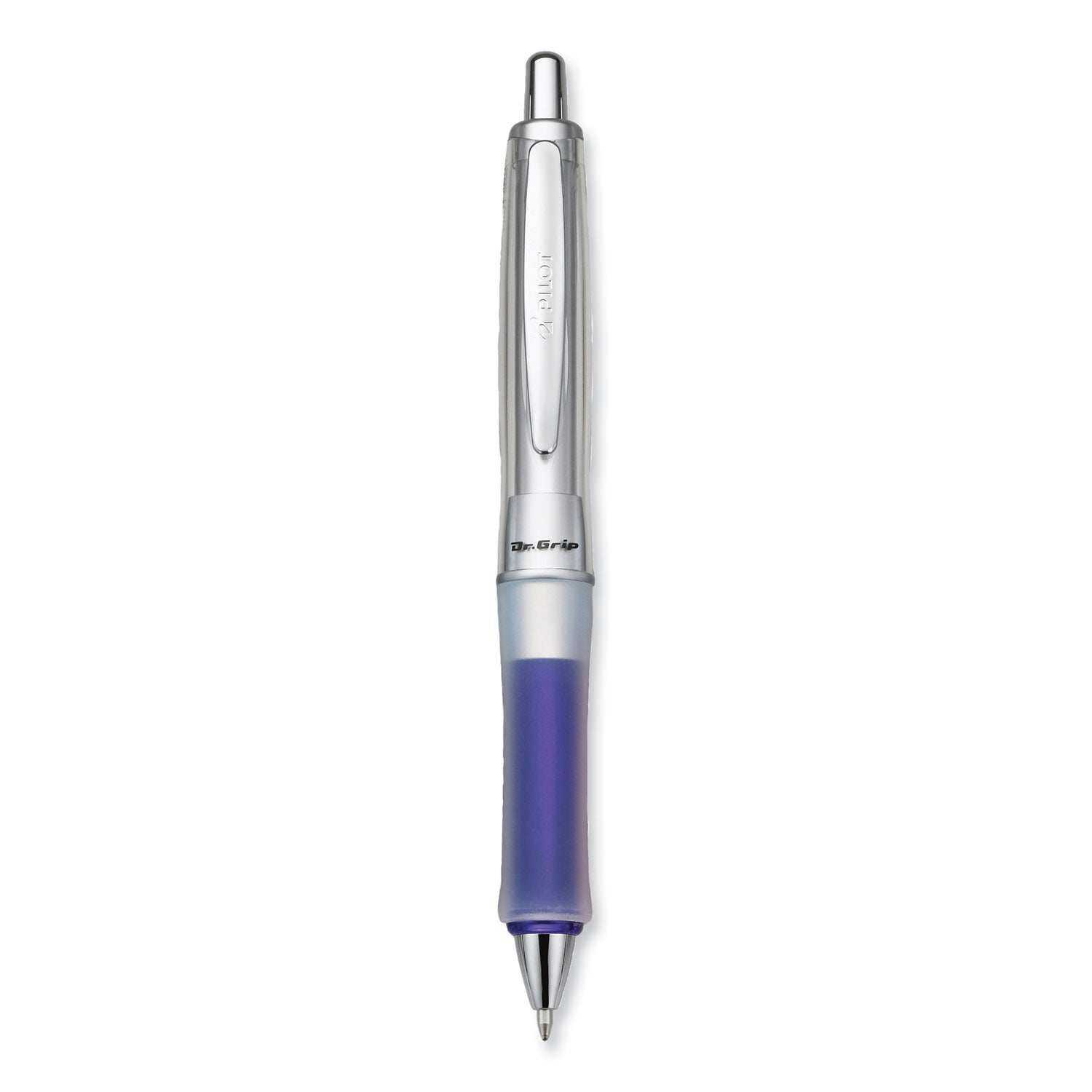 Dr. Grip Center of Gravity Ballpoint Pen, Retractable, Medium 1 mm, Black Ink, Silver/Navy Grip Barrel -