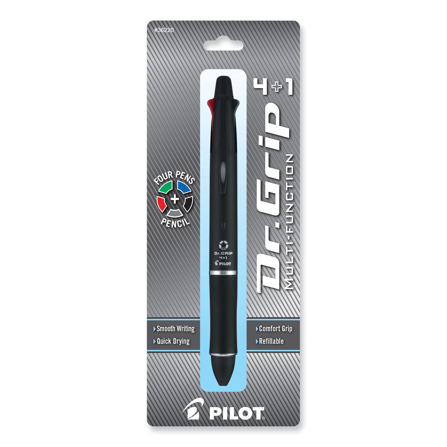 dr-grip-4-+-1-multi-color-ballpoint-pen-pencil-retractable-07-mm-pen-05mm-pencil-black-blue-green-red-ink-black-barrel_pil36220 - 2