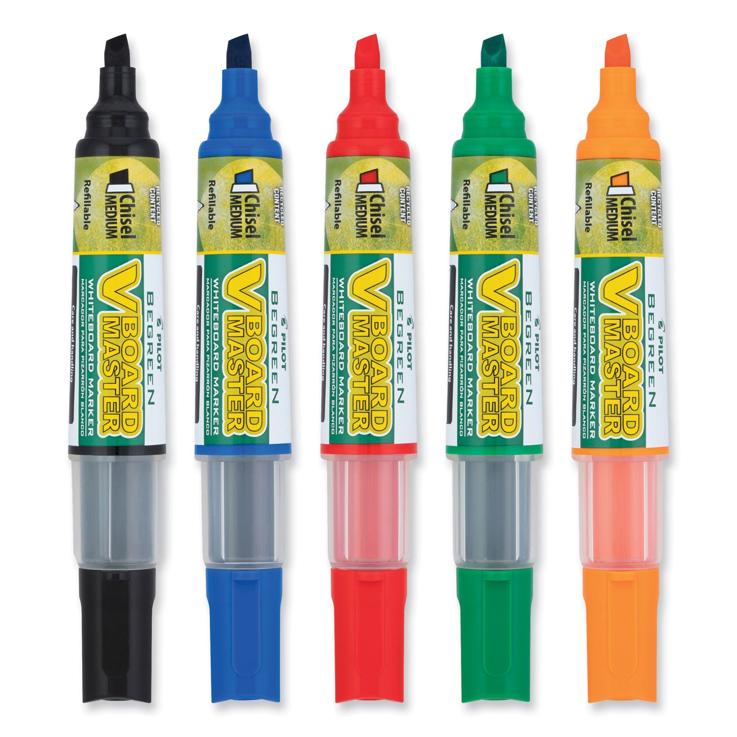 BeGreen V Board Master Dry Erase Marker, Medium Chisel Tip, Assorted Colors, 5/Pack -