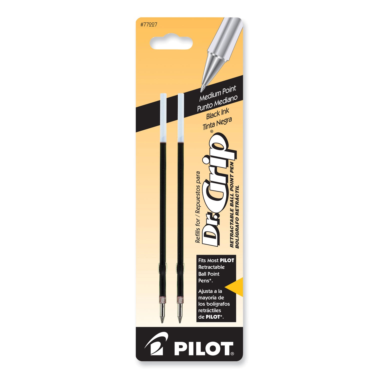 Refill for Dr. Grip, Easytouch, The Better, B2P and Rex Grip BeGreen Ballpoint Pens, Medium Conical Tip, Black Ink, 2/Pack -