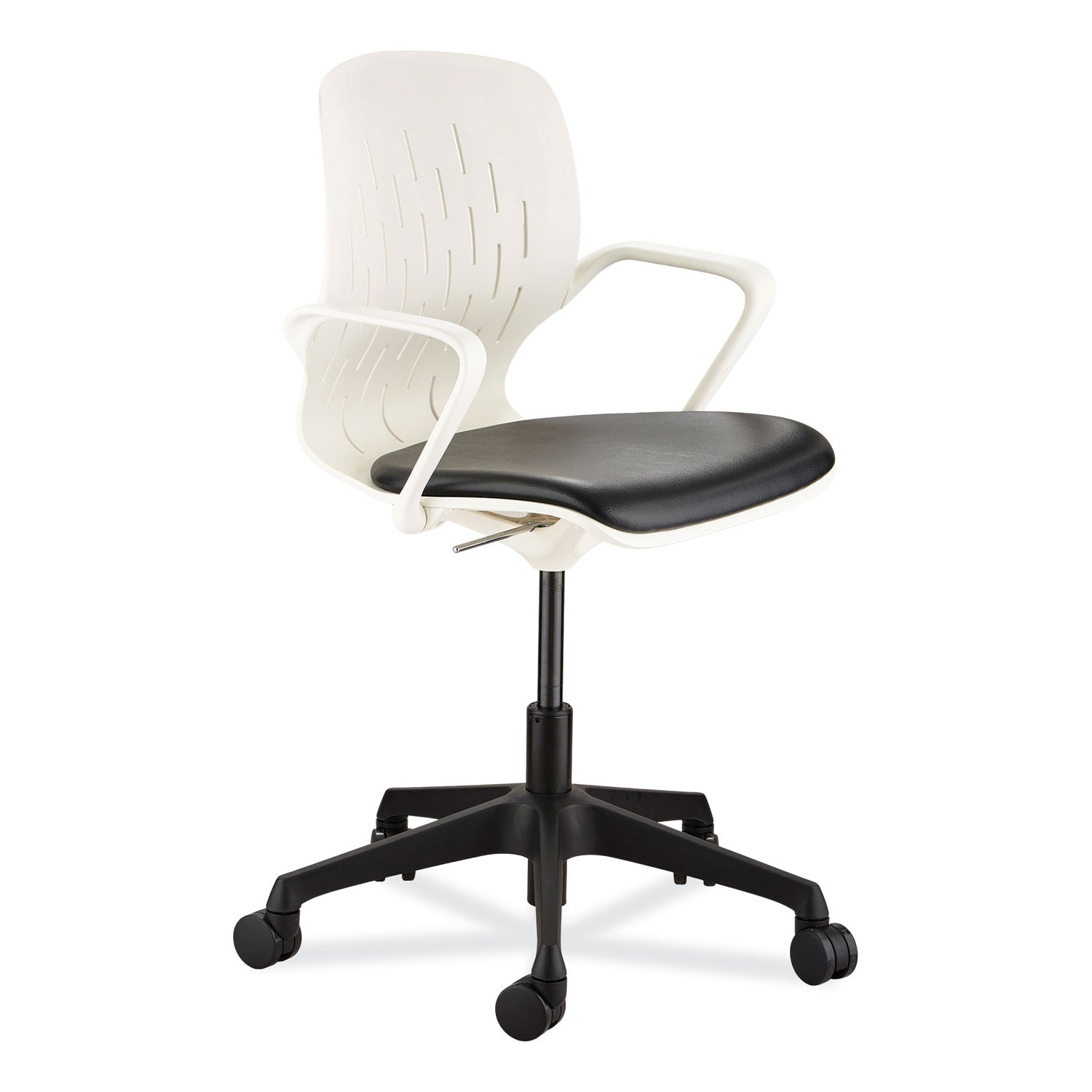 Shell Desk Chair, Supports Up to 275 lb, 17" to 20" High Black Seat, White Back, Black/White Base, Ships in 1-3 Business Days - 1